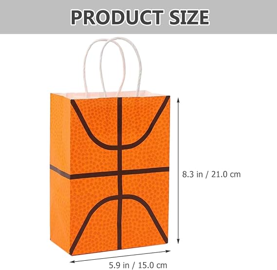 Basketball with Packaging and Storing Small Items Party 12pcs Goodie Bags Kraft Paper Treat Bags for Basketball Themed Parties and Events