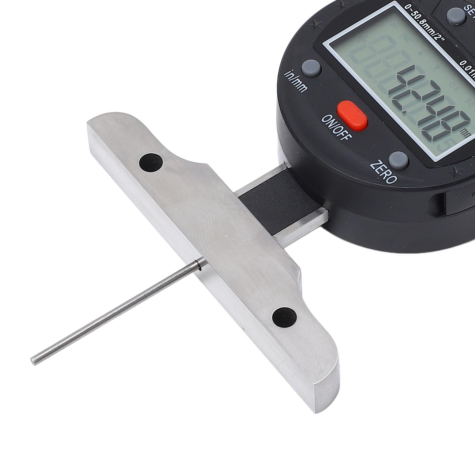 Medidor de Profundidad Digital, Precisión de 0,01 Mm/0,0005 Pulgadas, Rango de 0-50,8 Mm/2 Pulgadas, Puerto USB, Pantalla LCD, Construcción de Acero de Aleación