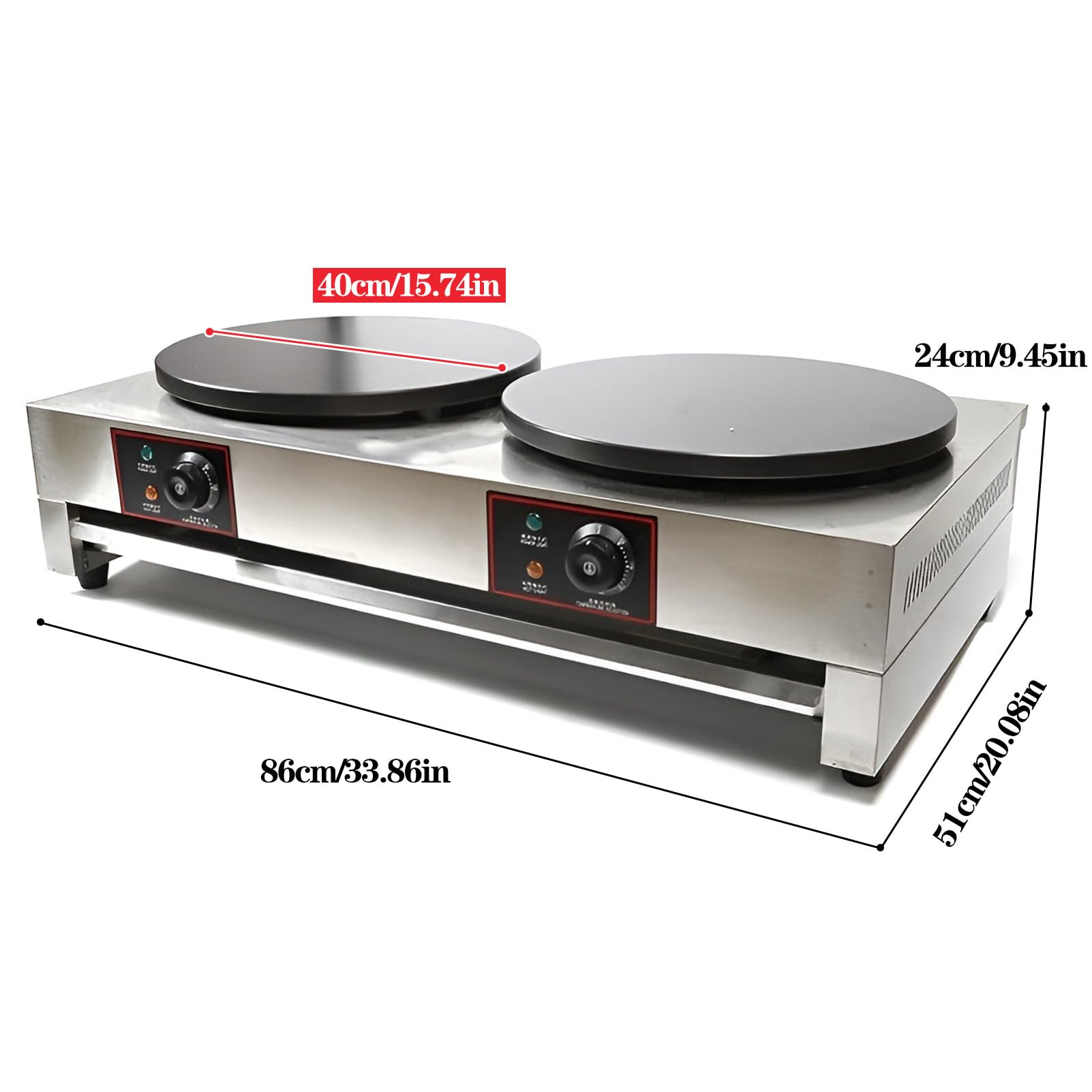 Plancha para hacer crepes, máquina para hacer panqueques de 15,7 "comercial Singel/doble cabezal eléctrico para hacer crepes, máquina para hornear panqueques, viene con herramienta aplicadora DE-2