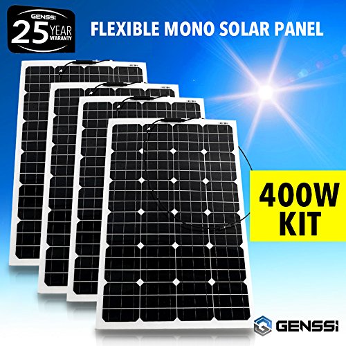 Genssi 4X 100W Mono Flexible Photovoltaic PV Solar Panel Module RV Boat Roof 400W Total