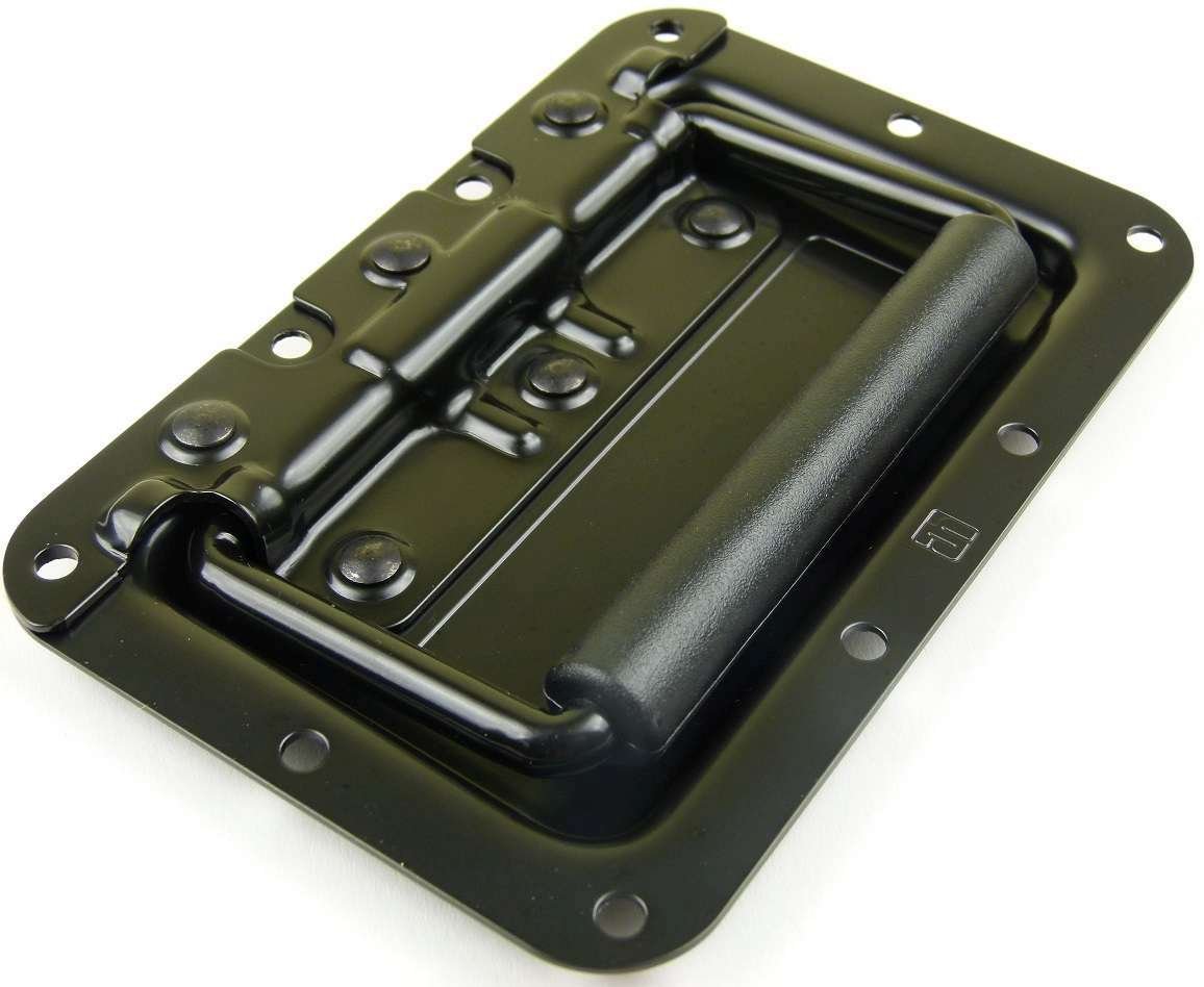 Adam Hall Hardware 34082BLK M24 AH - 24er Set Klappgriff / Kistengriff gefedert schwarz in 8 mm Einbauschale