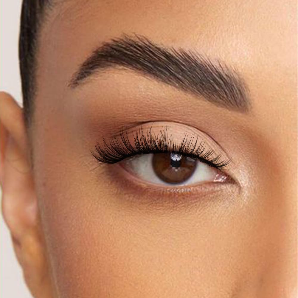 Natural False Eyelashes Set, 6 Styles, Reusable Handmade Lashes with Pink Storage Case, HUNHE2, 1 pair (Pack of 1) - Image 3