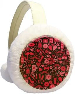 Black Pink Hearts Lábios Dia dos Namorados Inverno Aquecedor de Orelha Cabo de Lã Peluda para Uso Externo