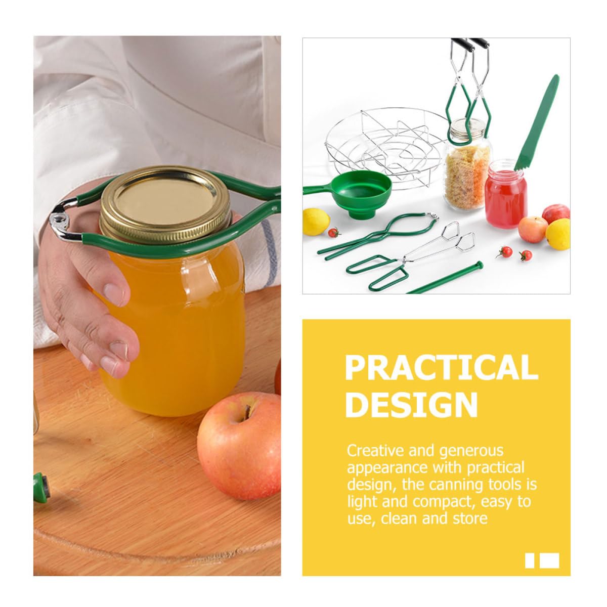 Imbuto in Silicone Pinze per Marmellate e Sollevatore Barattoli in Acciaio Inossidabile Leggero Set di 7 Pezzi Facile da Usare per Conserve per Principianti in Cucina