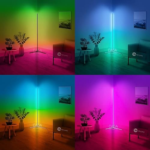 Casa Di Lumo Apll Lámpara de pie de esquina LED RGB Moderna y minimalista sala de estar, dormitorio, iluminación del hogar. Control remoto RGB,