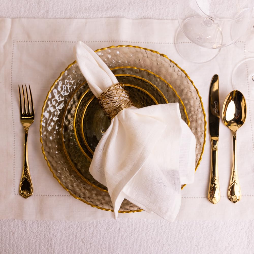 Signature Home Décor Studio Set of 4 Off White Linen Table Napkins