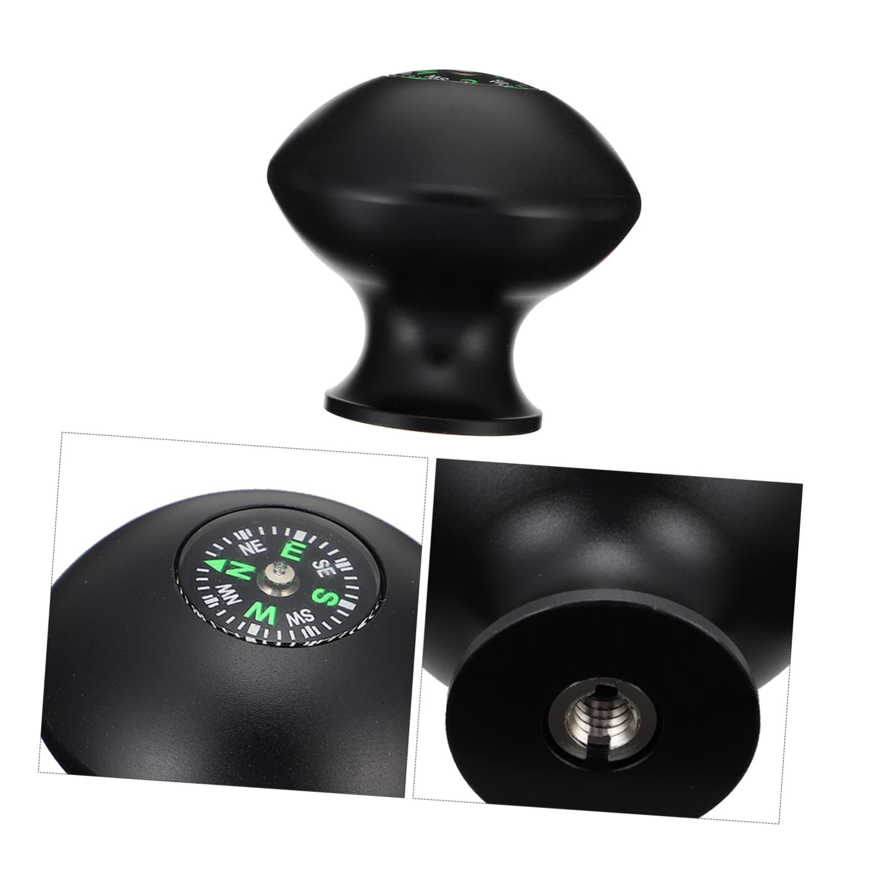 Yardwe Manejar con Brújula Bastones De Senderismo Plegables Brújula Marina para Trekking Brújula De Supervivencia Accesorio De Senderismo Transportador Aluminio Black