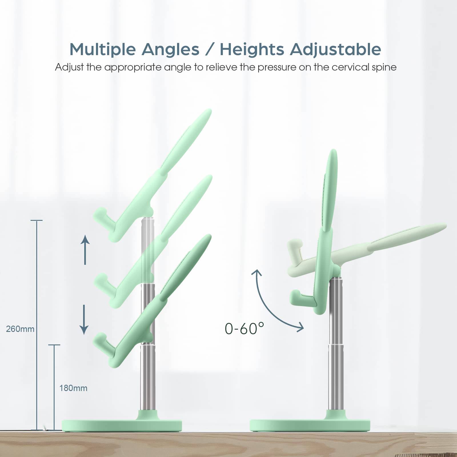 nediea Cell Phone Stand,Angle Height Adjustable Bunny Phone Stand for Desk,Cute Rabbit Phone Holder Stand for Desk, Compatible with All Mobile Phones, Tablets(4-10in) (): Green