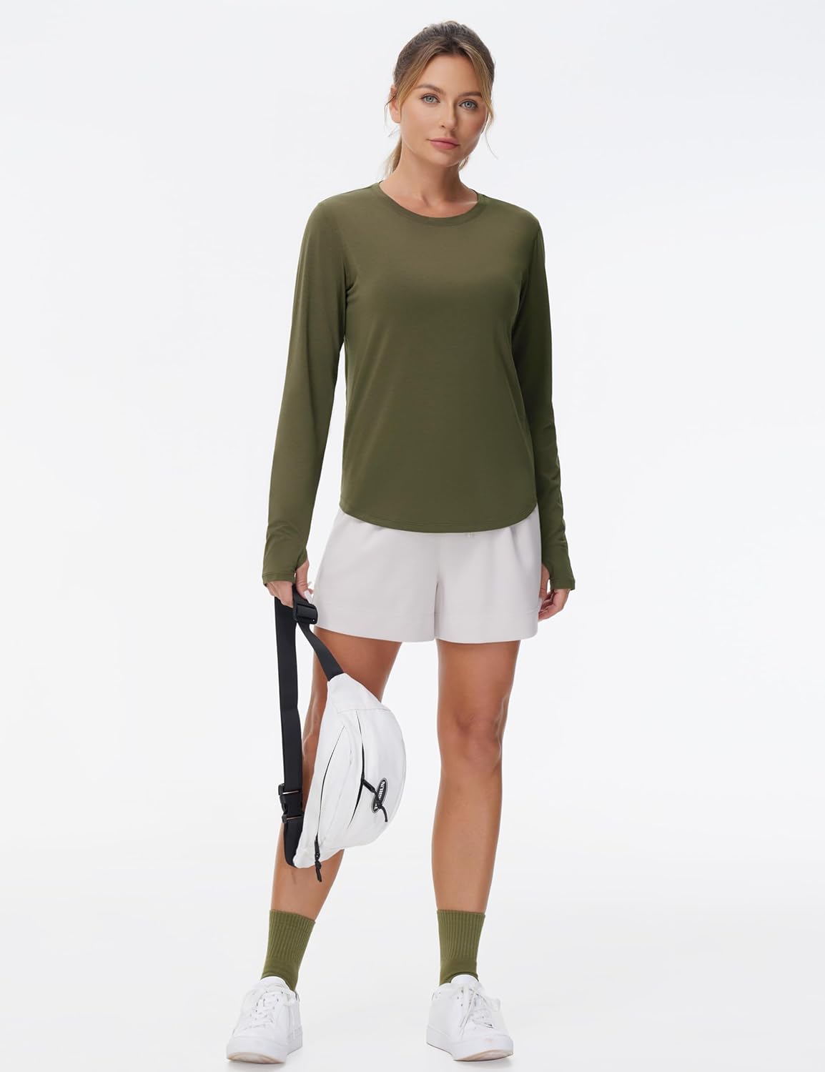 THE GYM PEOPLE Women's Long Sleeve Workout Shirts Athletic Crewneck Hiking Tops with Thumb Hole - Image 3