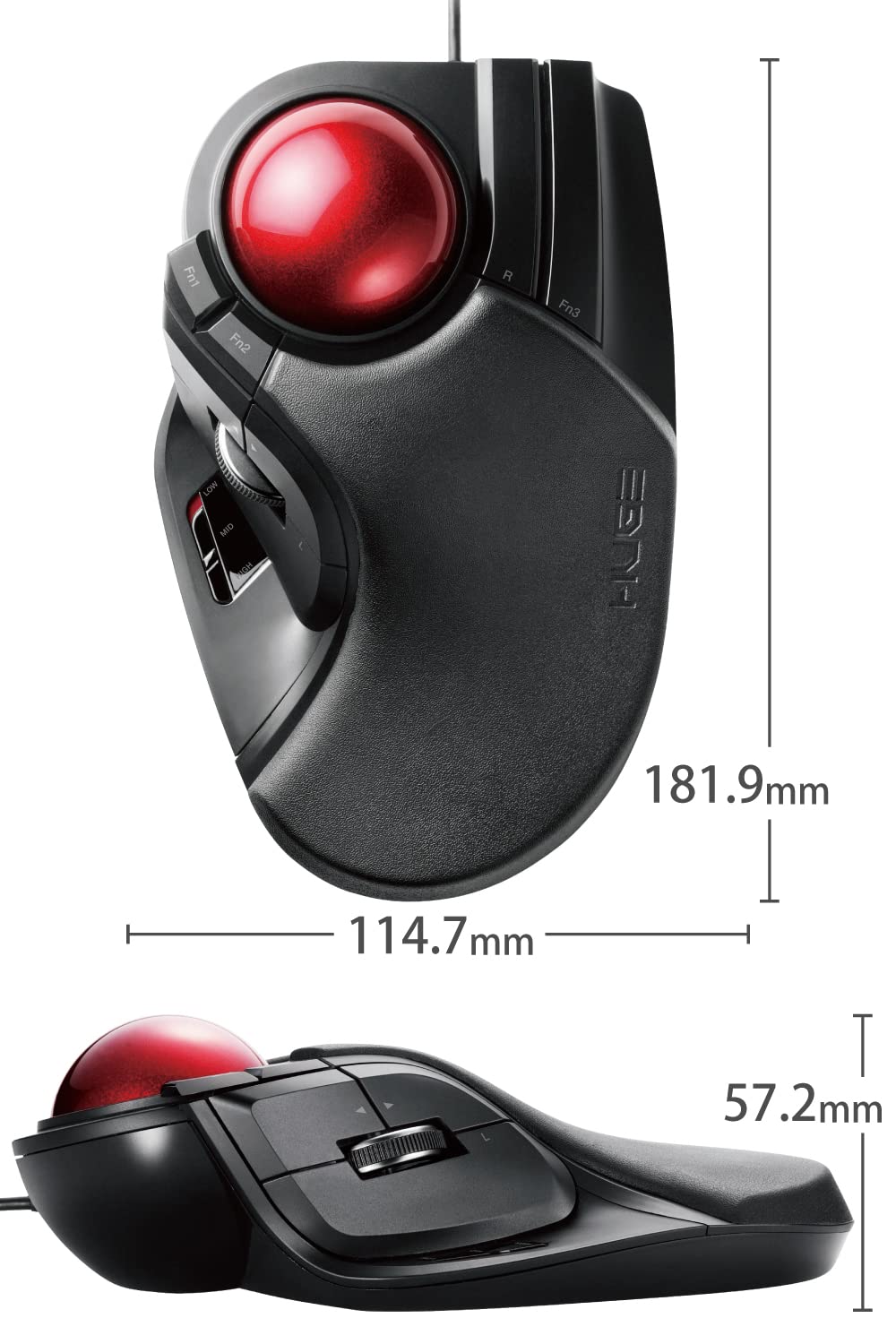 ELECOM Trackball Mouse Wired Large Ball 8 Button with Tilt Function LL Size [Black] M-HT1URXBK (Japan Import)