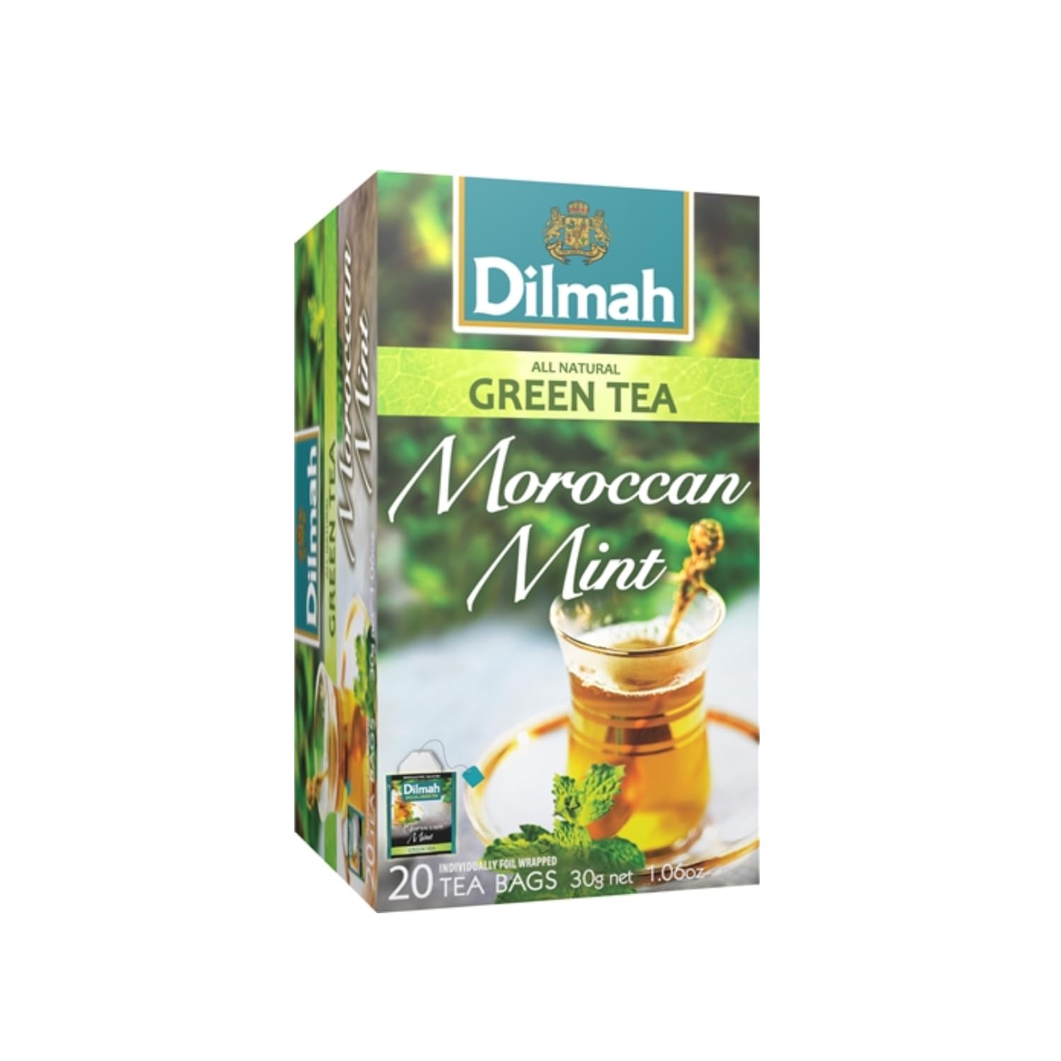 Dilmah® | Puro Tè Verde e Menta Marocchina | Tè Verde Ceylon e Foglie Menta Piperita - 20 Bustine di Tè (30 Gr)
