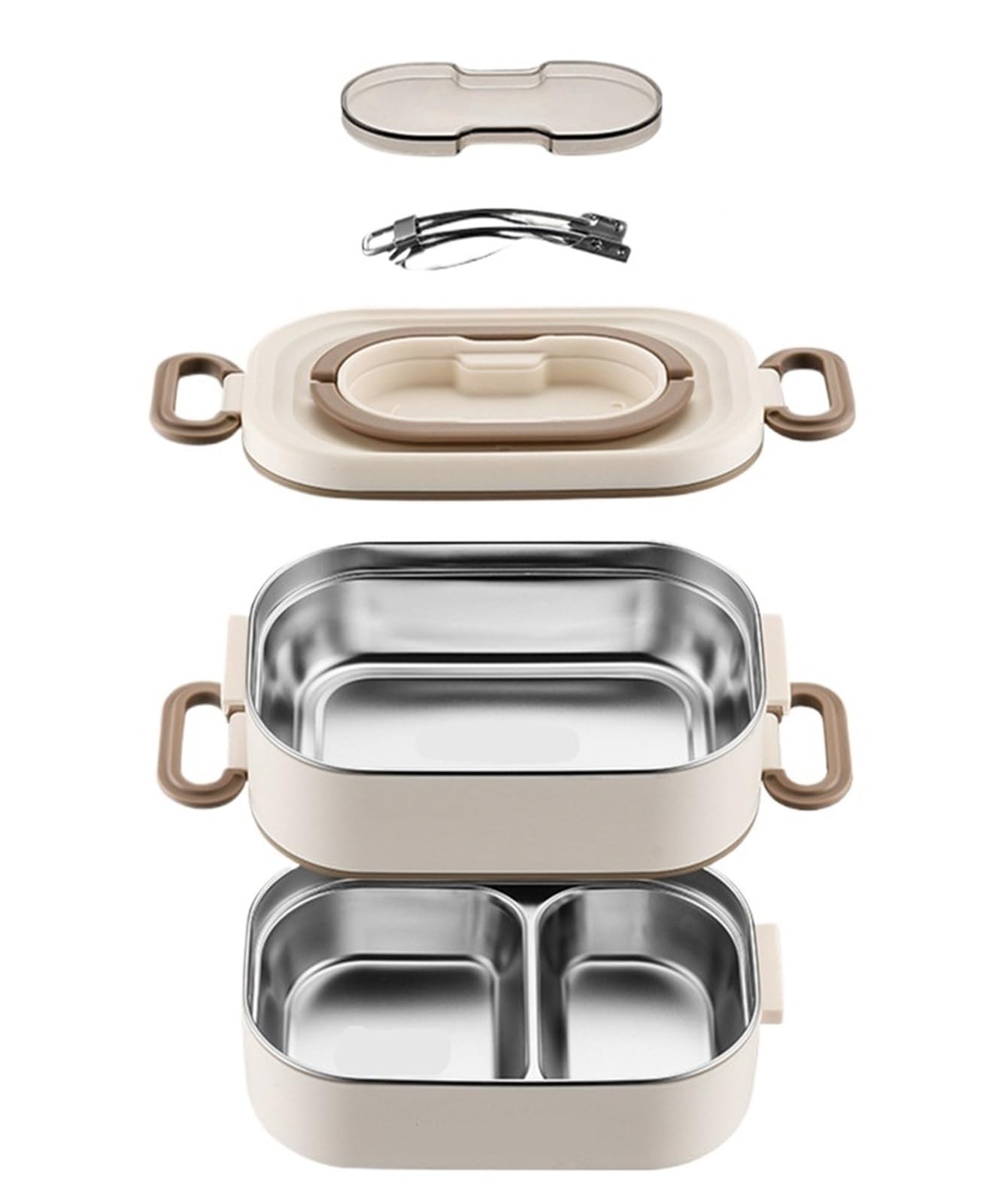 Fiambrera Lonchera térmica con contenedor de comida a prueba de fugas for adultos y estudiantes(750ml White and bag)