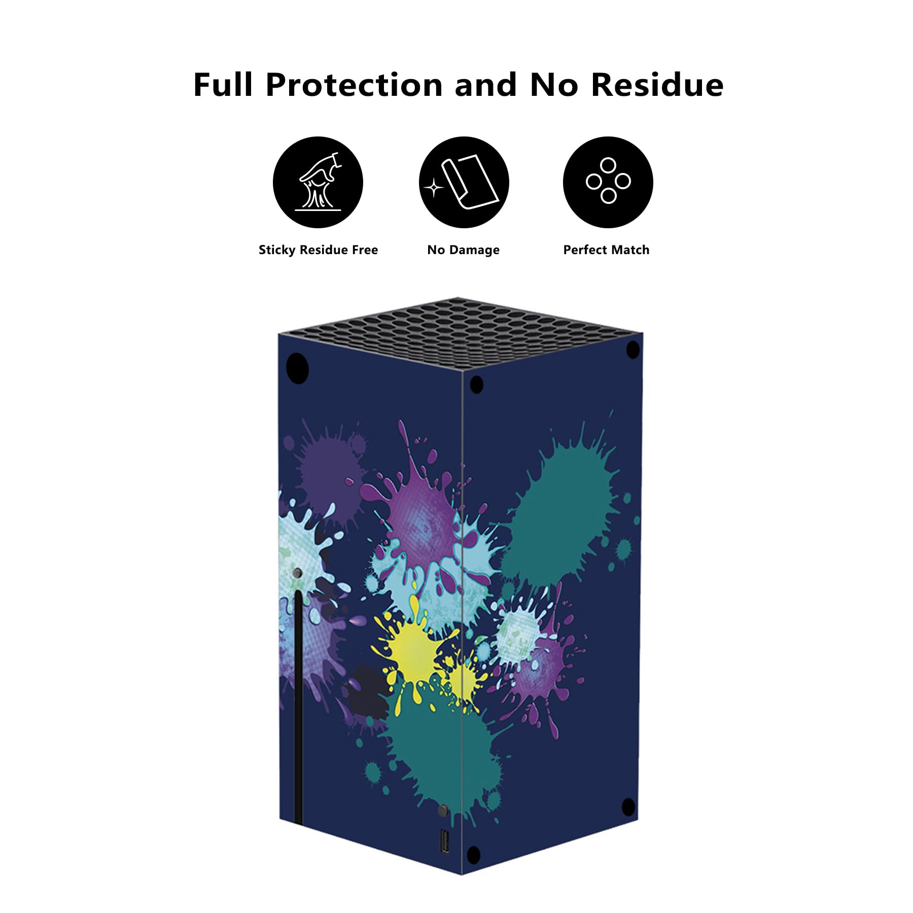 PlayVital Splattering Paint Custom Vinyl Skins for Xbox Series X, Wrap Decal Cover Stickers for Xbox Series X Console Controller - 3