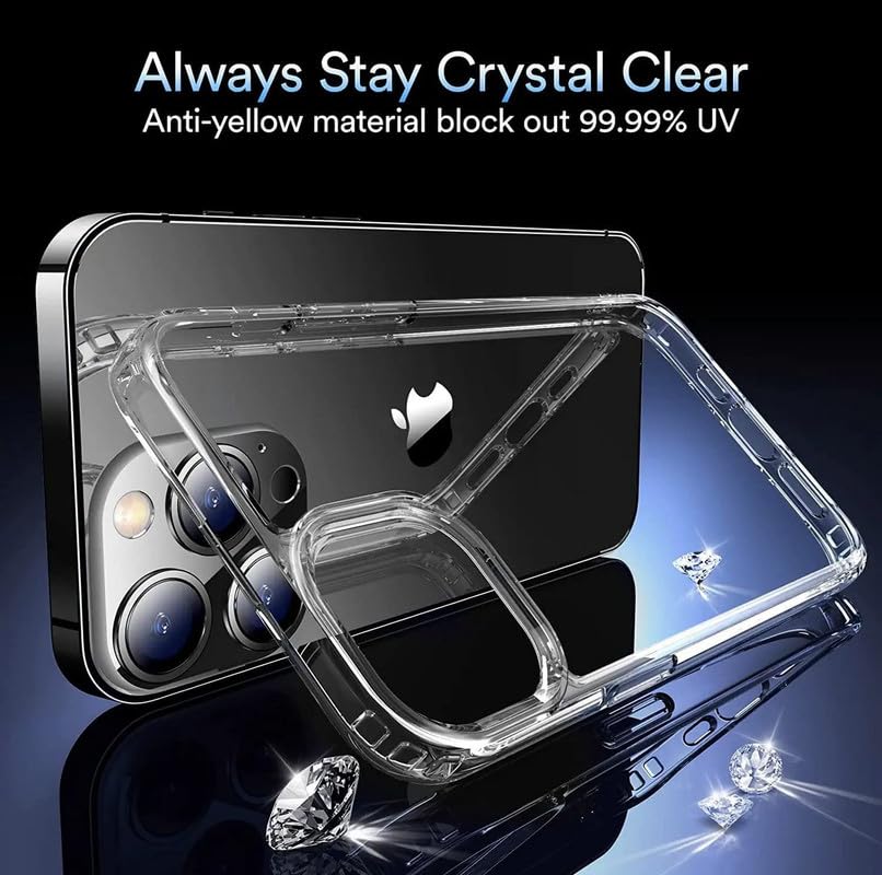 Image of Thermoplastic Polyurethane For iPhone Case 14 Pro Max,[Anti-Yellowing Technology] [Military Grade Drop Protection] Shockproof Slim Hybrid Phone Case For iPhone 14 Pro Max-Crystal Clear