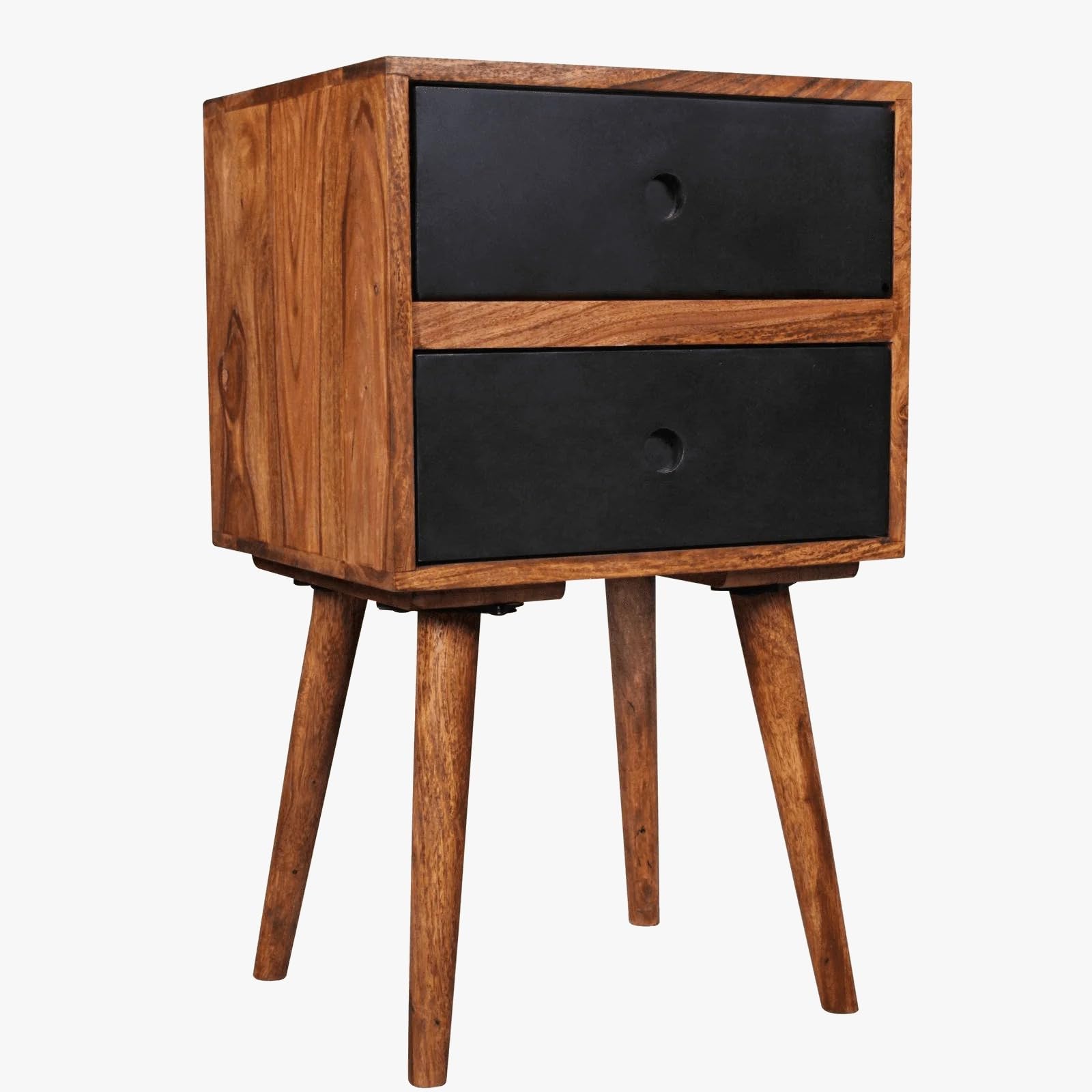 KHUSHAL Art Solid Wood Eva Bedside Table with 2 Drawers Storage for Home Nightstand Side Table for Bedroom