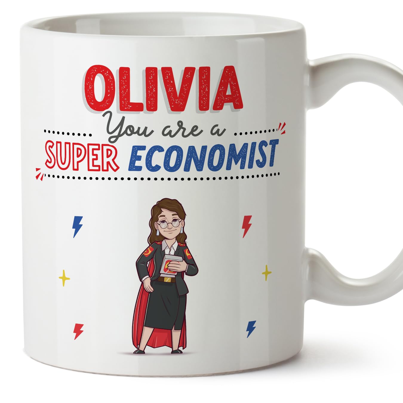 MUGFFINS Personalised Mug for Economist Woman - in English - You are Super! - Funny Custom Gift for Colleagues - Ceramic 11oz Mug