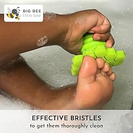 Big Bee, Little Bee - Kids Original ScrubBEE, 100% Silicone Childrens Bath Scrubber, Promotes Effective Independent Hand & Body Washing, As Seen on Shark Tank (Periwinkle)