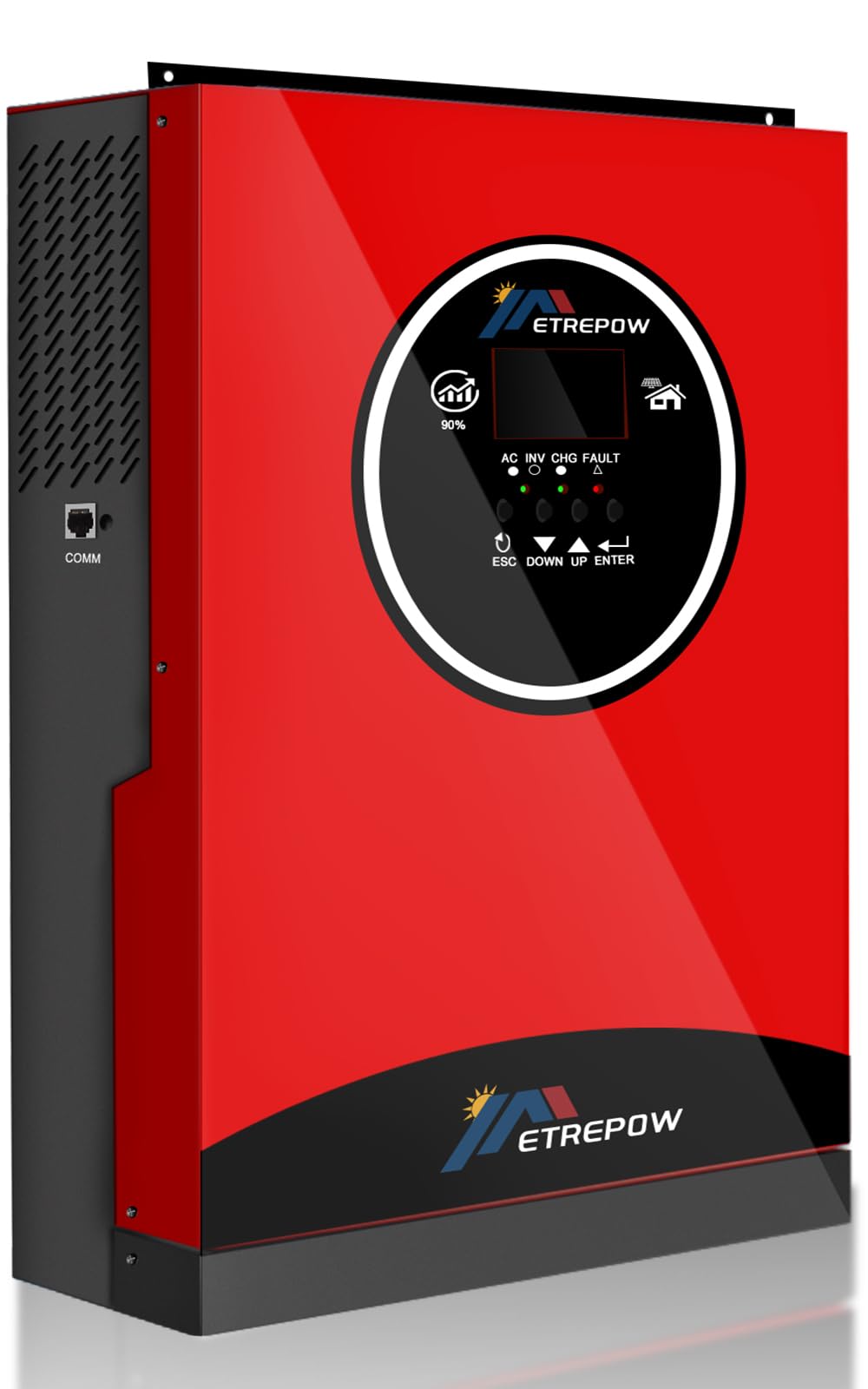 5500 W Hybrid Inverter 48 V DC to 230 V AC Pure Sine Wave Solar Off Grid Inverter with 100 A MPPT Solar Charge Controller Max. PV Input 500 V, Can Use Lead Acid or Lithium Batteries