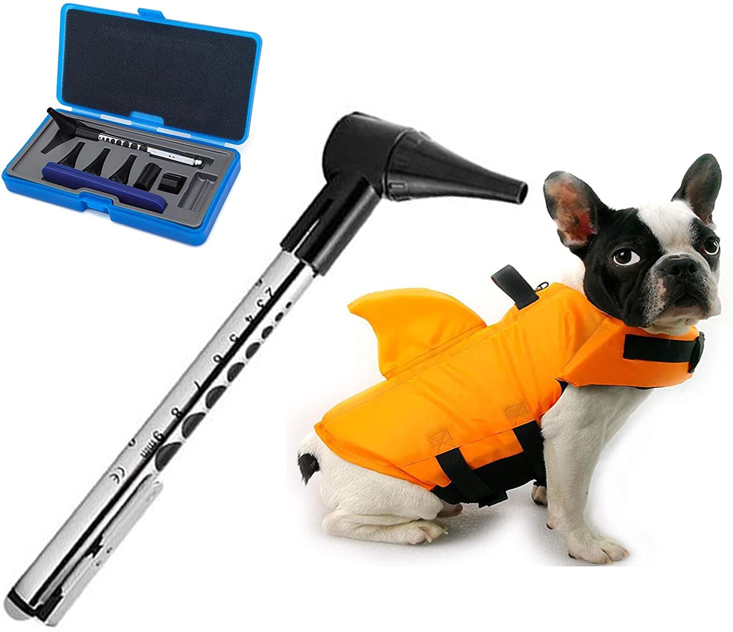LED-Veterinär-Otoskop, Otoskope für Hunde und Katzen, professionelle Tierarzt-Ohrfernrohr-Sets mit Licht, mit Ohrzubehör in 4 Größen, geeignet für Haustiere unterschiedlicher Größe