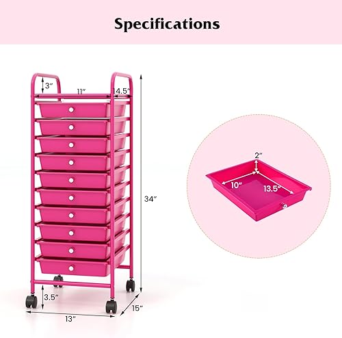 Vista 61 de Carro de almacenaje, de Giantex, con ruedas, para oficina, para guardar papeles, transparente, Transparente
