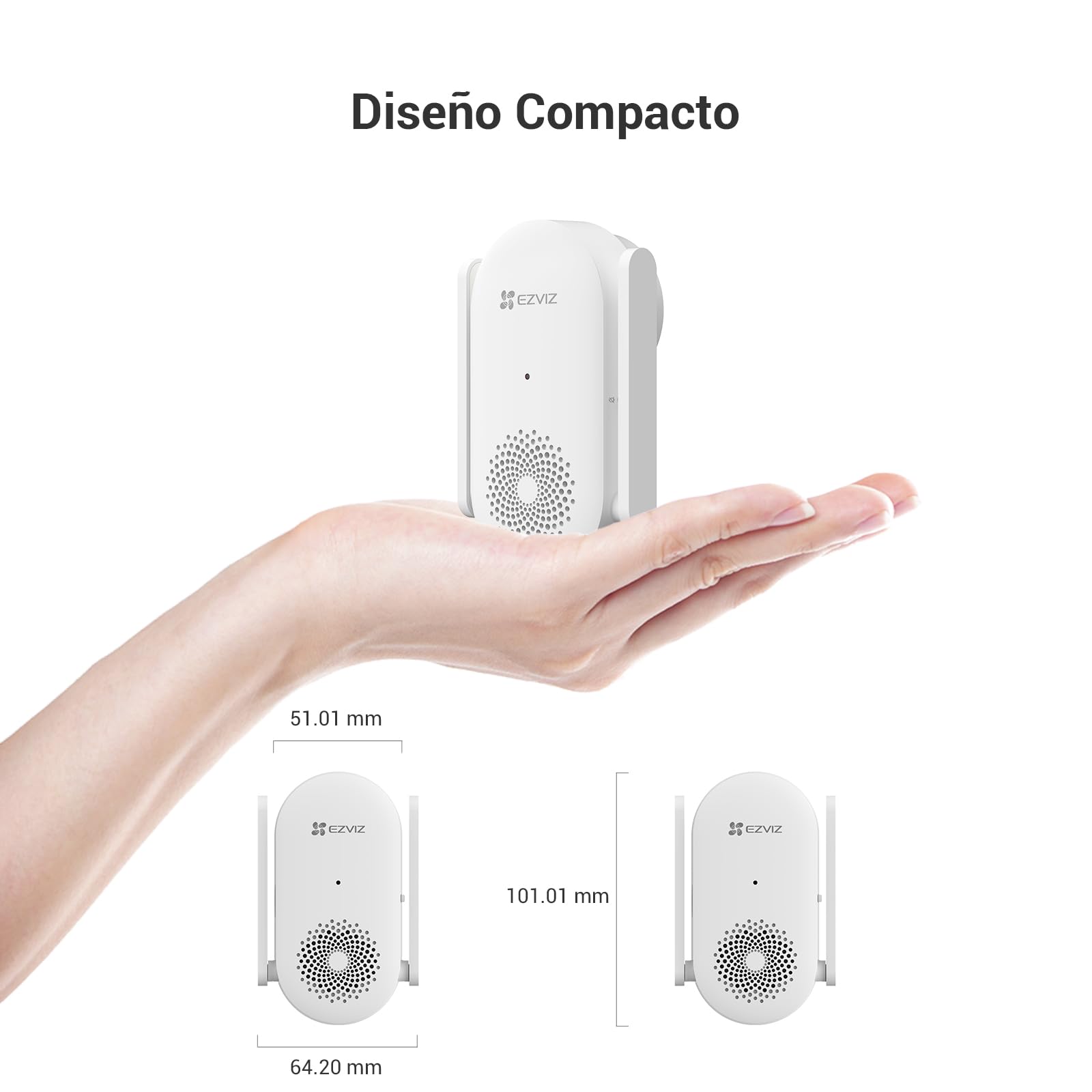 EZVIZ CH1 Chime WiFi Inteligente Timbre de Puerta, Timbre Interior Extra Compatible con Timbre con Vídeo EP3x Pro, Sirena Incorporada, Volumen Ajustable hasta 72dB, Antena Dual, Instalación Enchufable