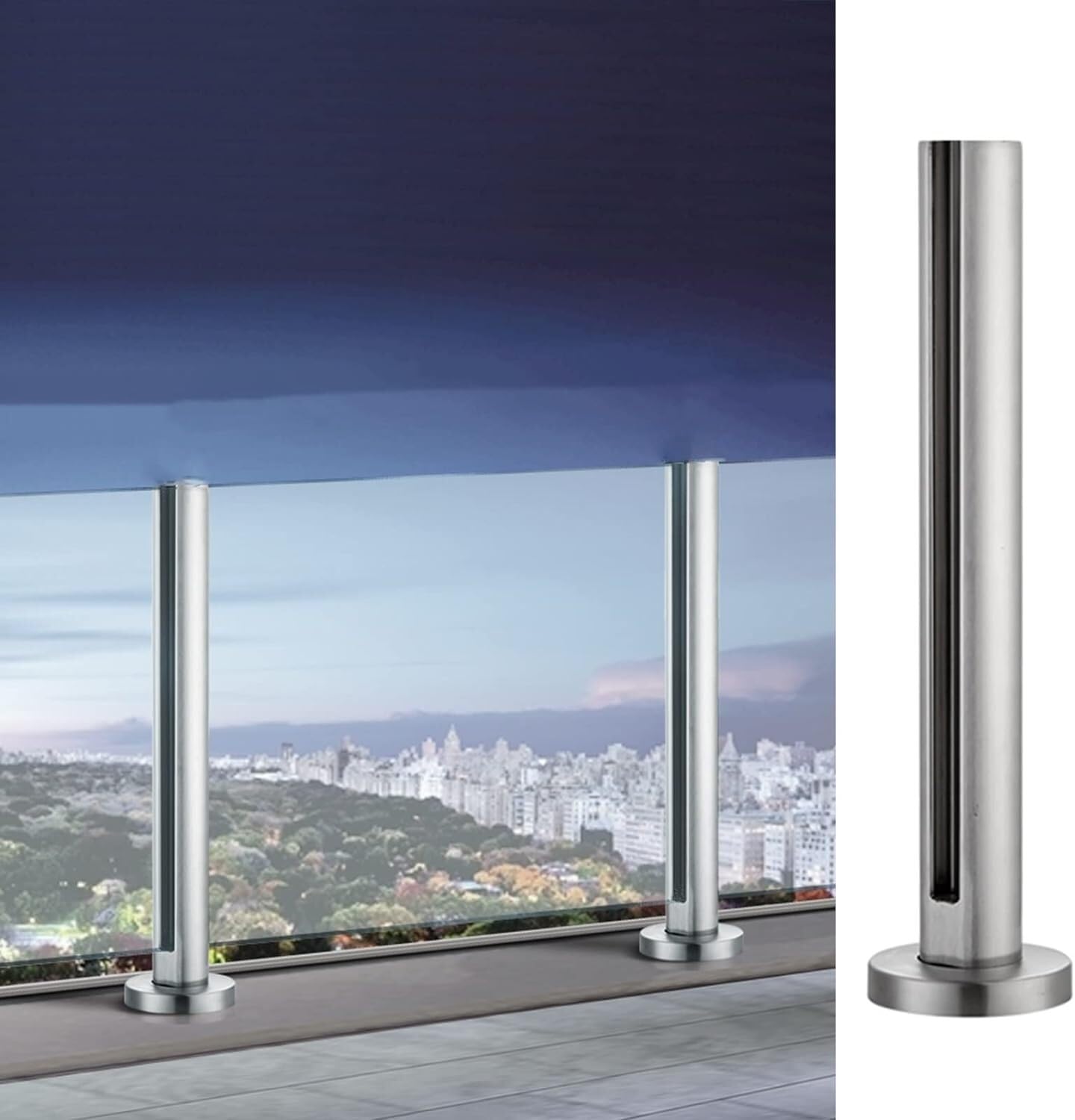 Columna de barandilla de vidrio sin taladrar para terraza exterior 95cm
