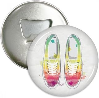 Colorful Hand Painted Canvas Shoes Pattern Bottle Opener Fridge Magnet Emblem Multifunction Badge