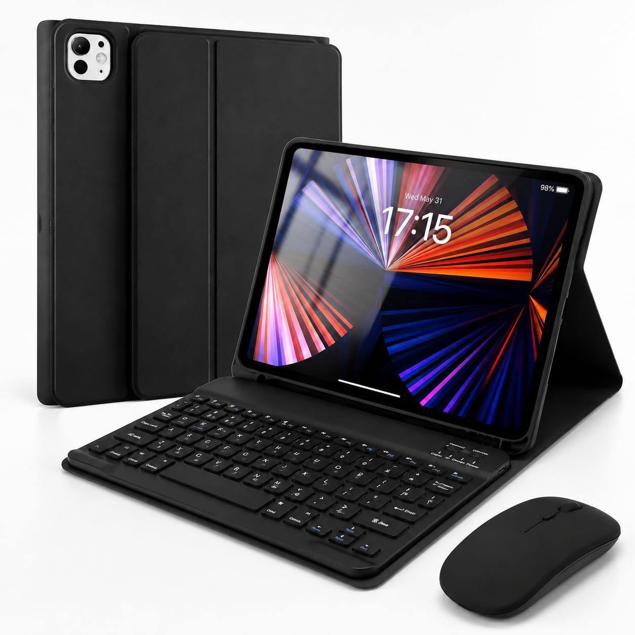 SOPPY Keyboard Case with Mouse for iPad Air 11-inch (M3 2025 / M2 2024) &amp; Air 5th/4th Gen &amp; iPad Pro 11 inch (1st/2nd/3rd/4th Gen), Detachable Bluetooth Keyboard Cover, Rechargeable, Black