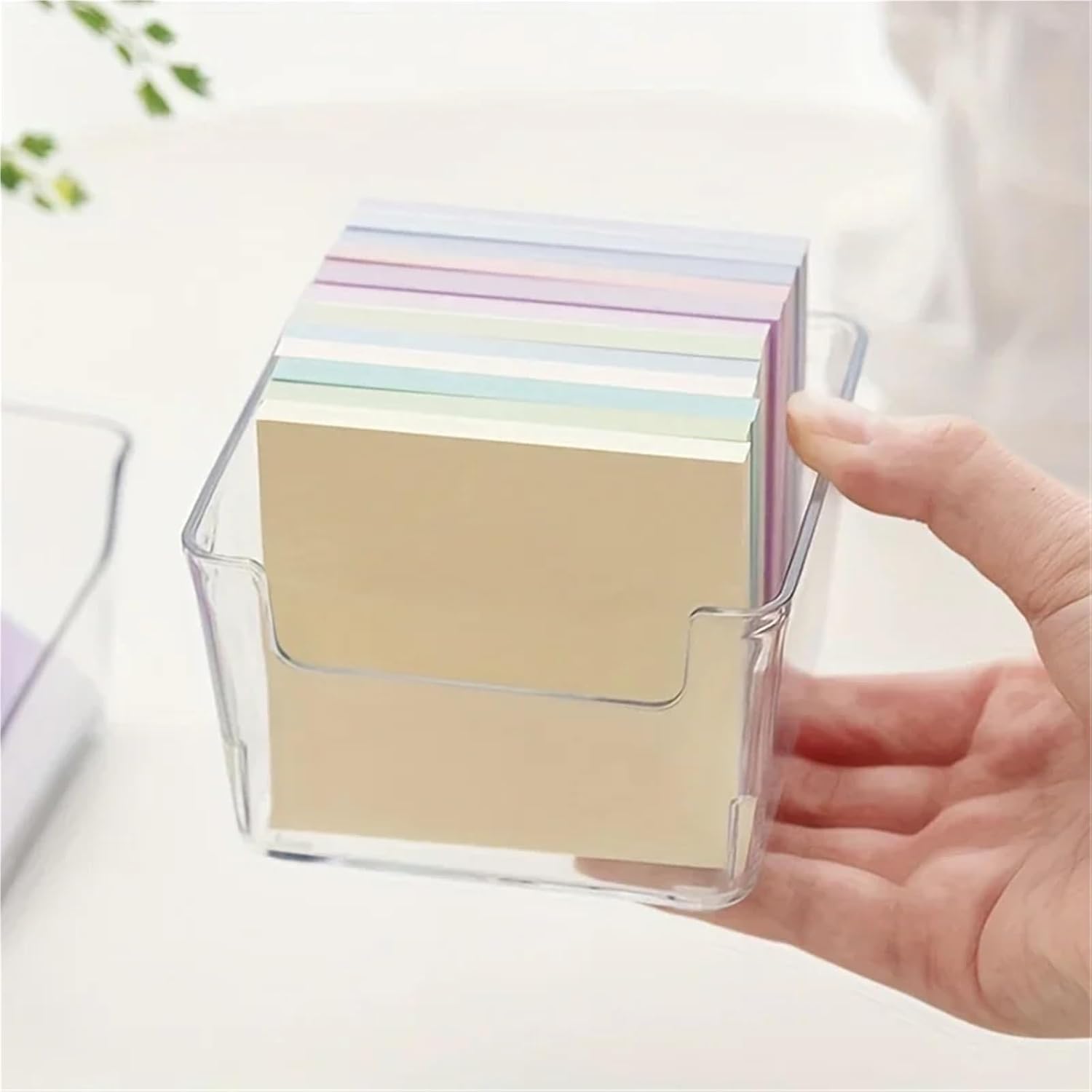 Sticky Note Holder 10pcs Compact Clear Acrylic Storage Box Ideal for Sticky Notes, Coins, Candies, Keys Sleek Design for Desktop, Office
