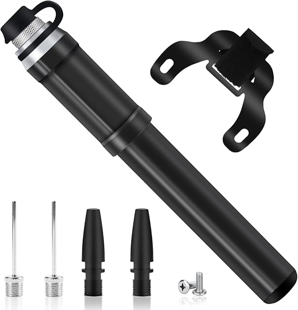 Mini Bike Pump, 140 PSI Bicycle Pump, 83g Portable Frame Air Pump for All Valves, Aluminium Alloy Air Pump for Racing, Mountain Bike, Kids Bike, Football, Basketball