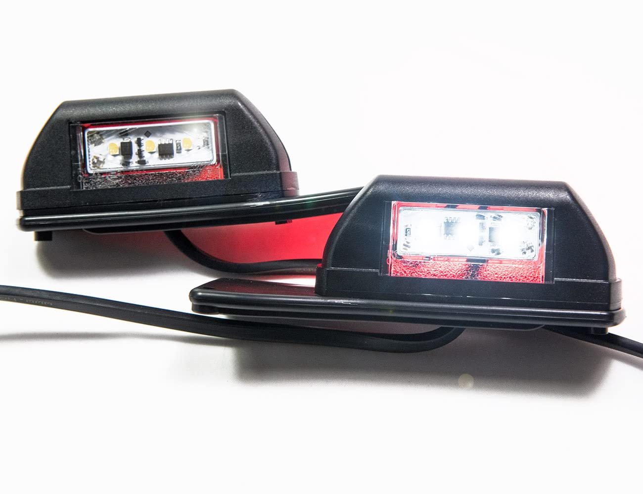 Lot de 2 feux de contournement LED 12-24 V, 2 couleurs : blanc, rouge, pour remorque de camion, remorque, caravane, etc.