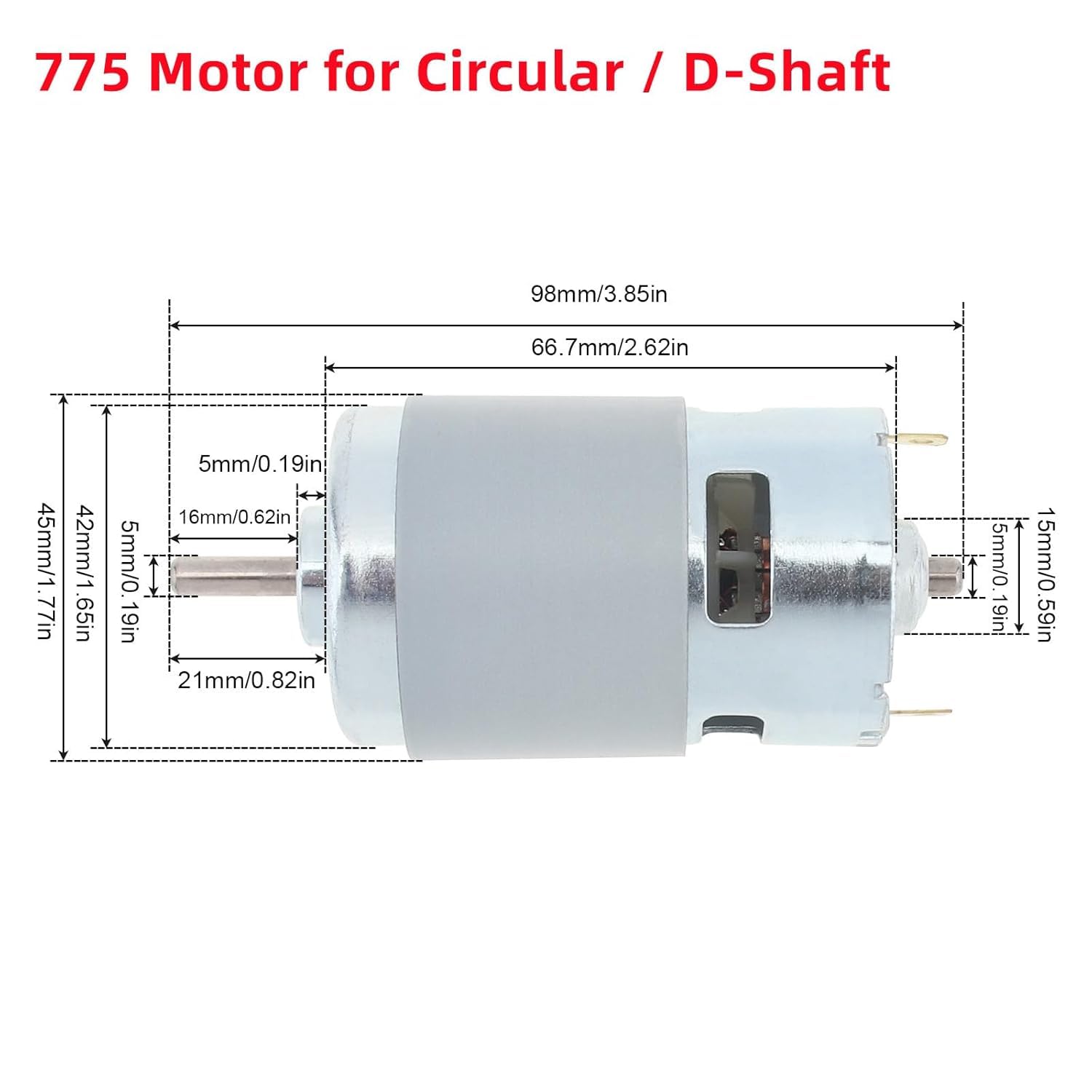 TESTIN ELECTRONICS - built with passion RS-775 DC 12V-24V High Speed Metal Large Torque Small DC Motor Replacement for DIY Toy Cars 4