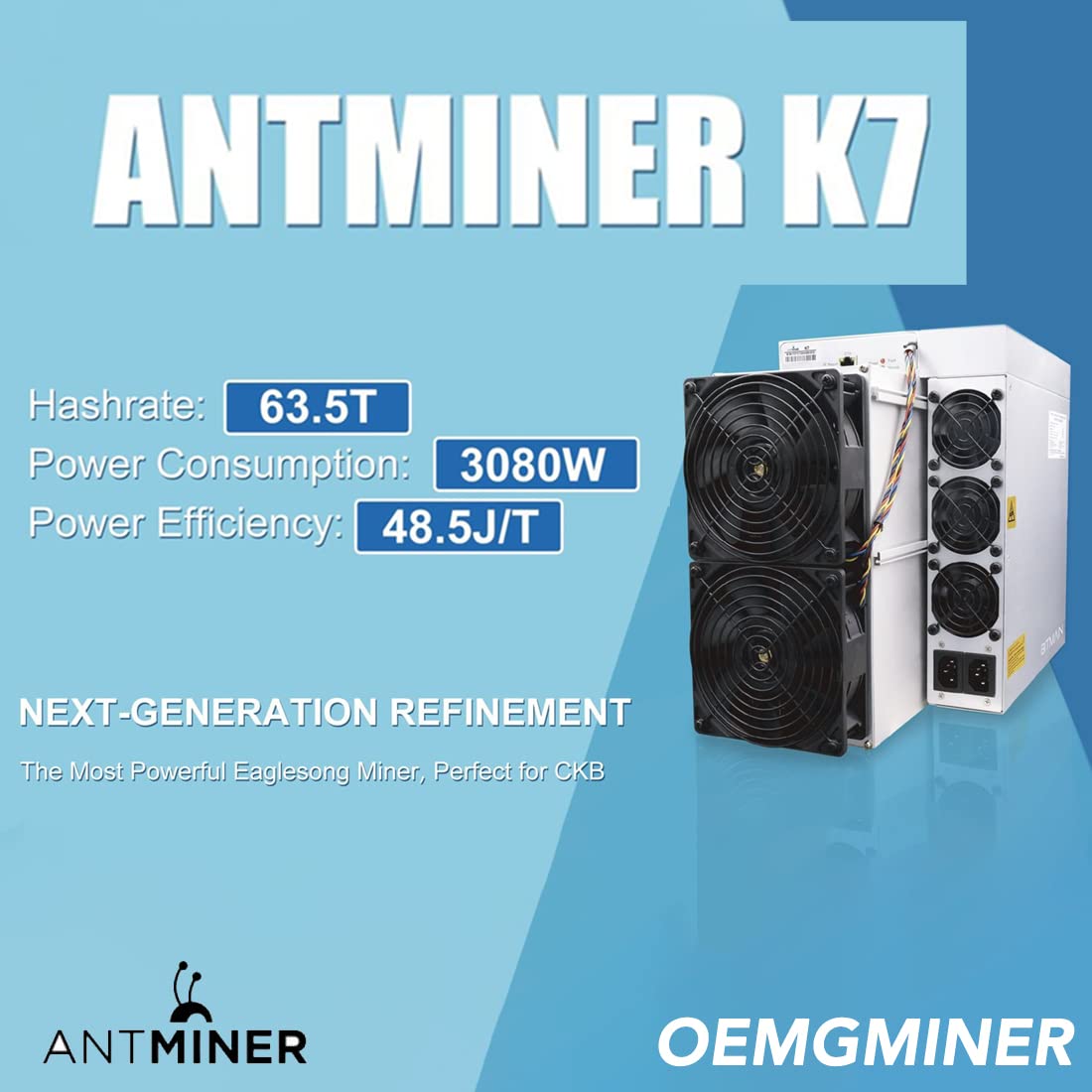 Bitmain Antminer K7 63.5Th/s Eaglesong CKB Miner Nervos Network 3080 W  Alimentation intégrée : Amazon.ca: Électronique