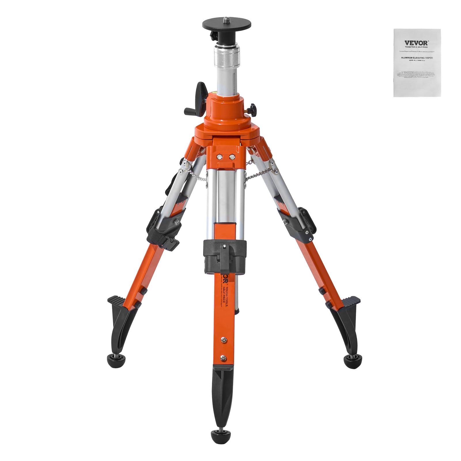 VEVOR Trépied de Niveau Laser, Filetage 5/8"-11, Trépied d'Arpentage Robuste, Réglable en Hauteur 690-1720 mm, Bulle de Niveau, Limiteur de Diffusion, Pieds Antidérapants Relevables pour Construction