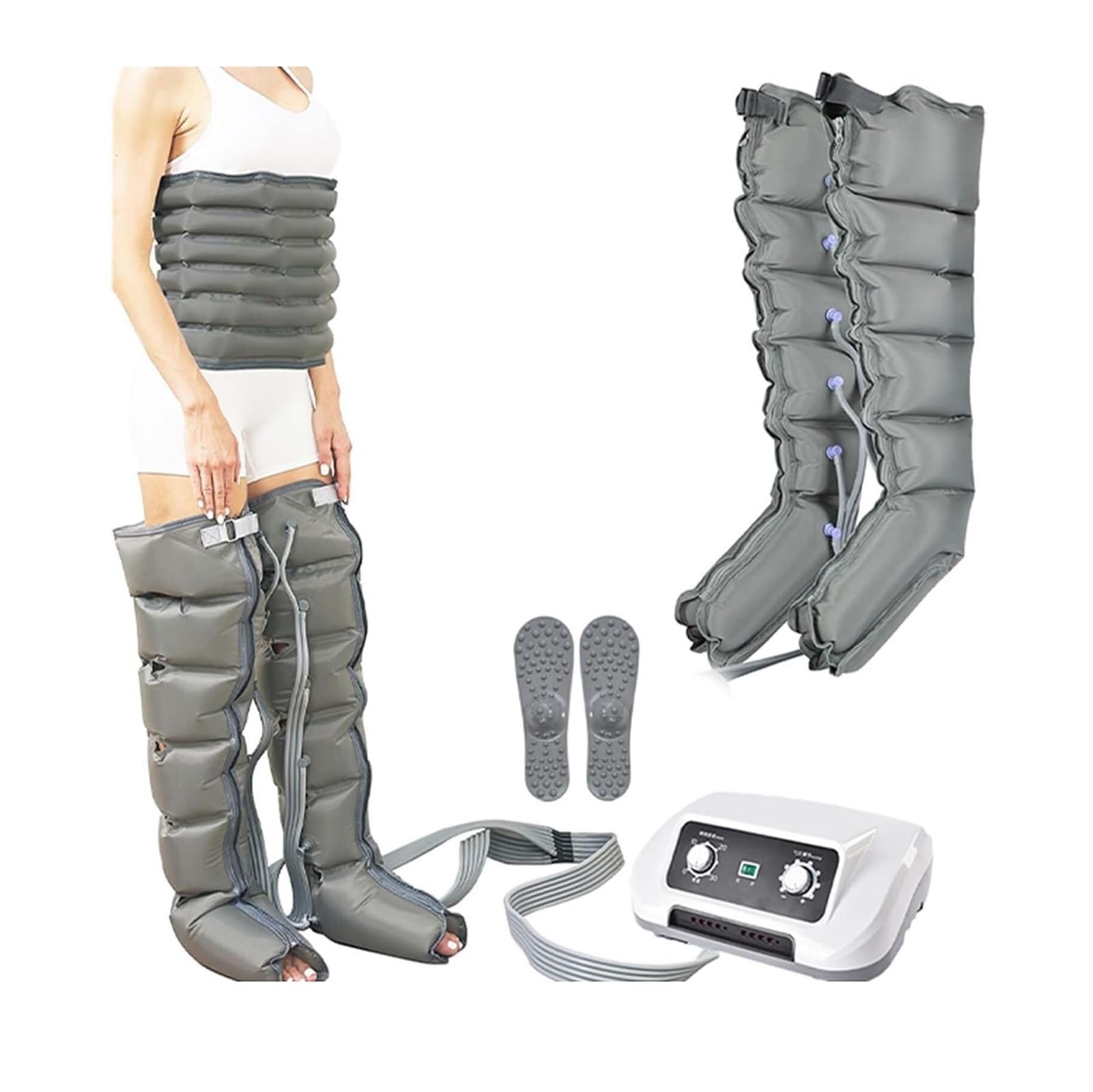 Botas de Presoterapia Profesional,Botas Masajeadoras con 6 Cámaras para Piernas, Brazos y Abdomen,Alivio Fatiga Muscular, Mejorar Circulación después Deporte-Masajeador Linfático