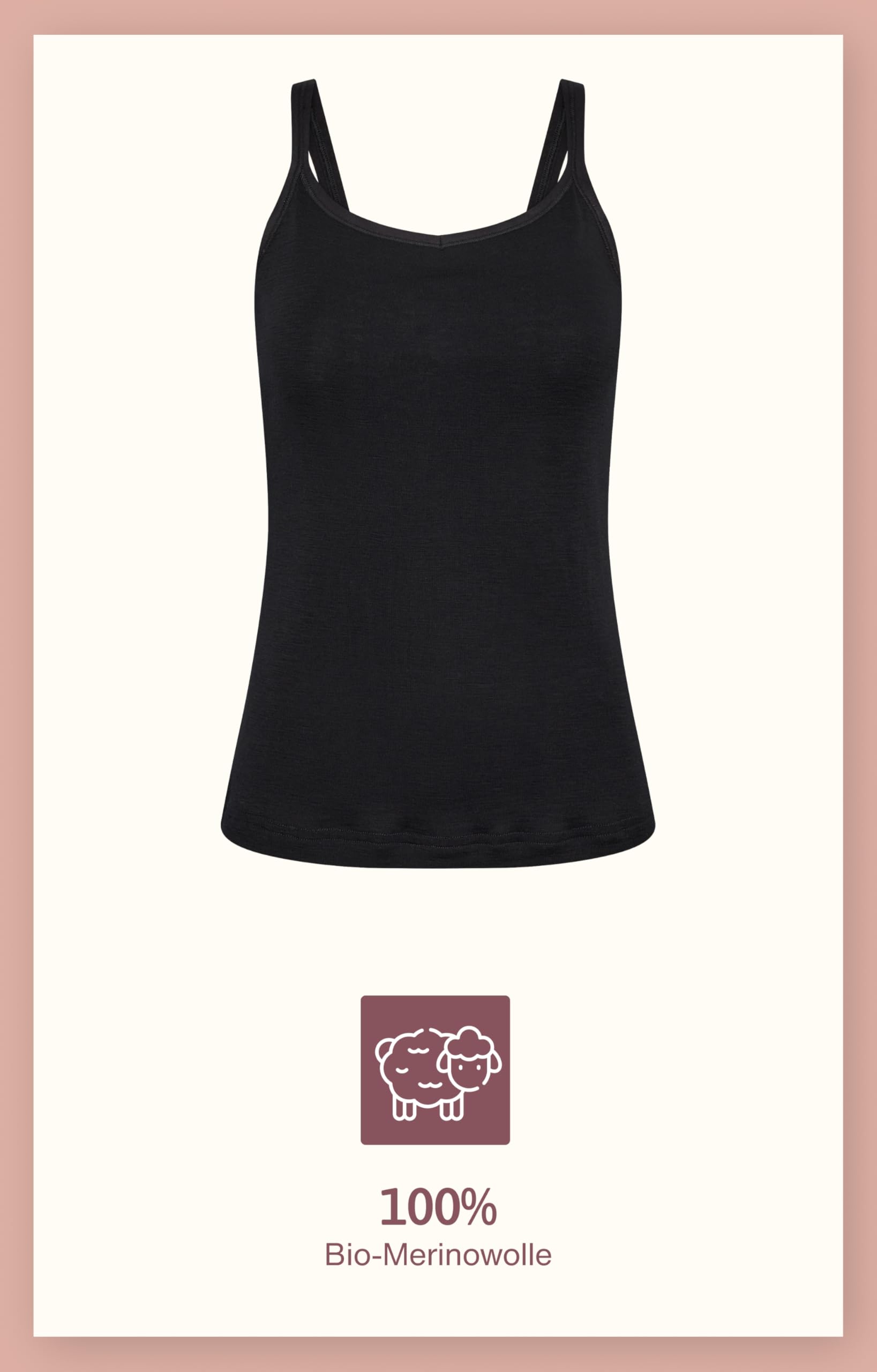 Merino Unterwäsche Damen, 100% Merinowolle Unterhemd, Weich und Atmungsaktives Tank Top, 175 GSM Premium Merino Wolle