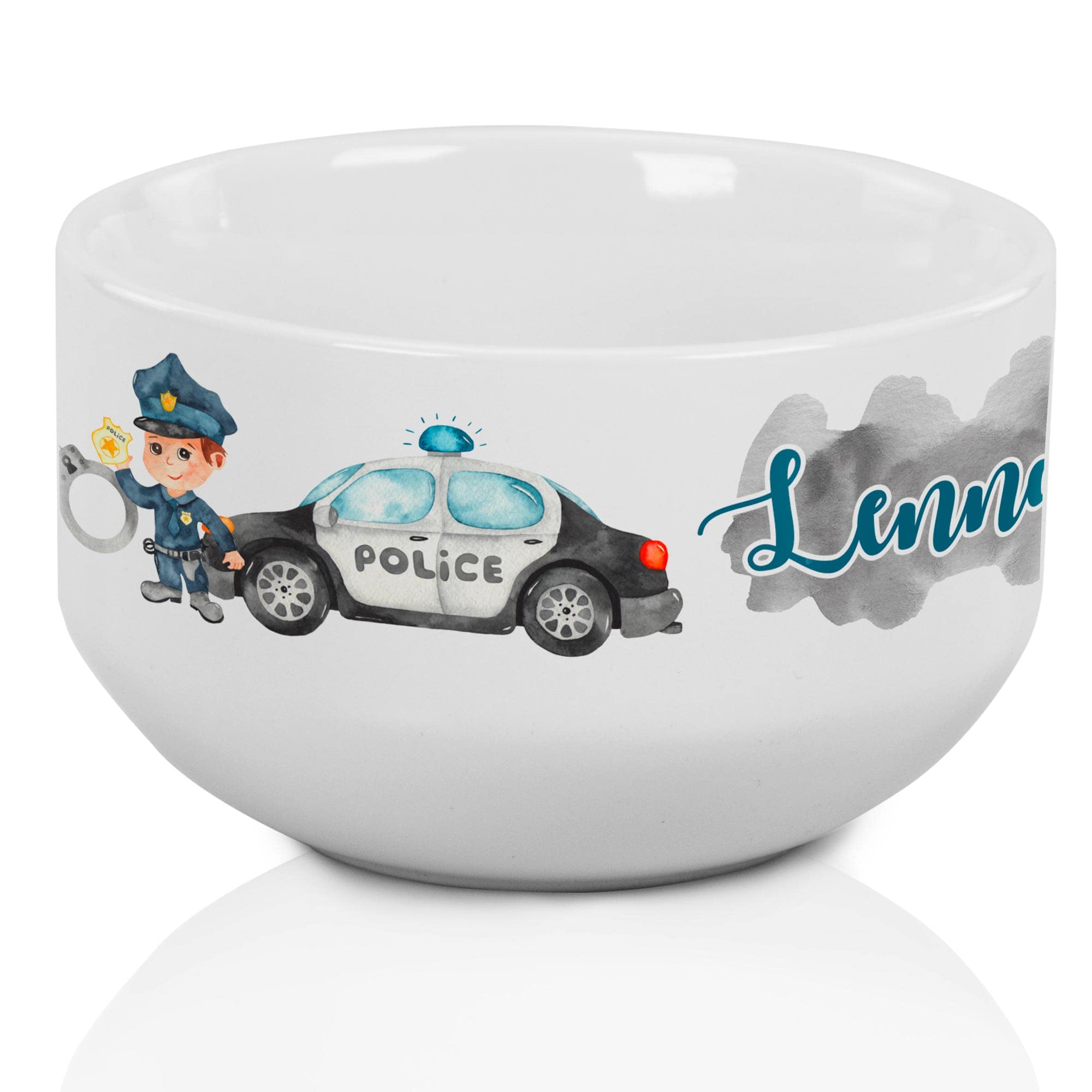 GRAZDesign Müslischale personalisiert mit Name | Polizei | Kinder Schüssel als Geschenk für Mädchen und Jungen, spülmaschinengeeignet, Müslischalen Frühstücksschüssel Keramik