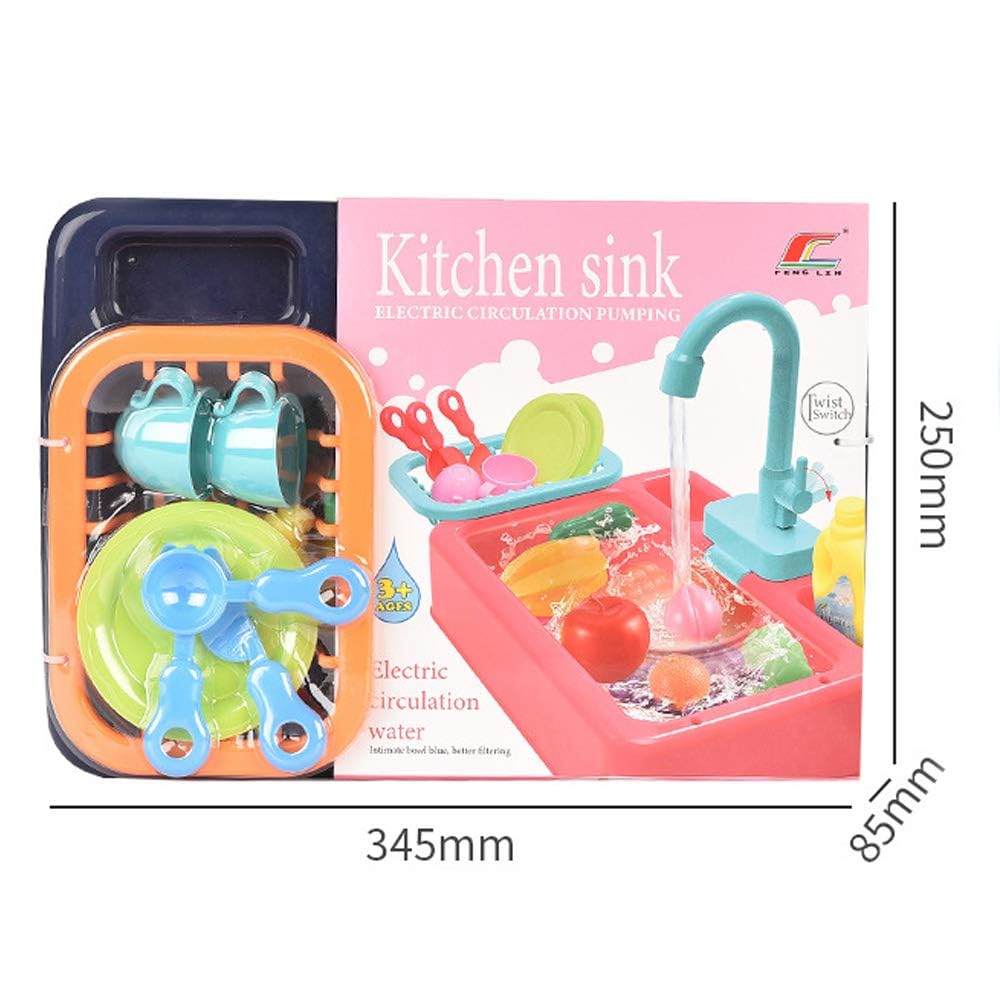 NIWWIN Giocattoli per lavello da Cucina per Bambini Set con Acqua Corrente Regali educativi Giochi di finzione per Ragazzi Ragazze Simulazione Lavastoviglie Rubinetto di Lavoro e Scarico (Blu)