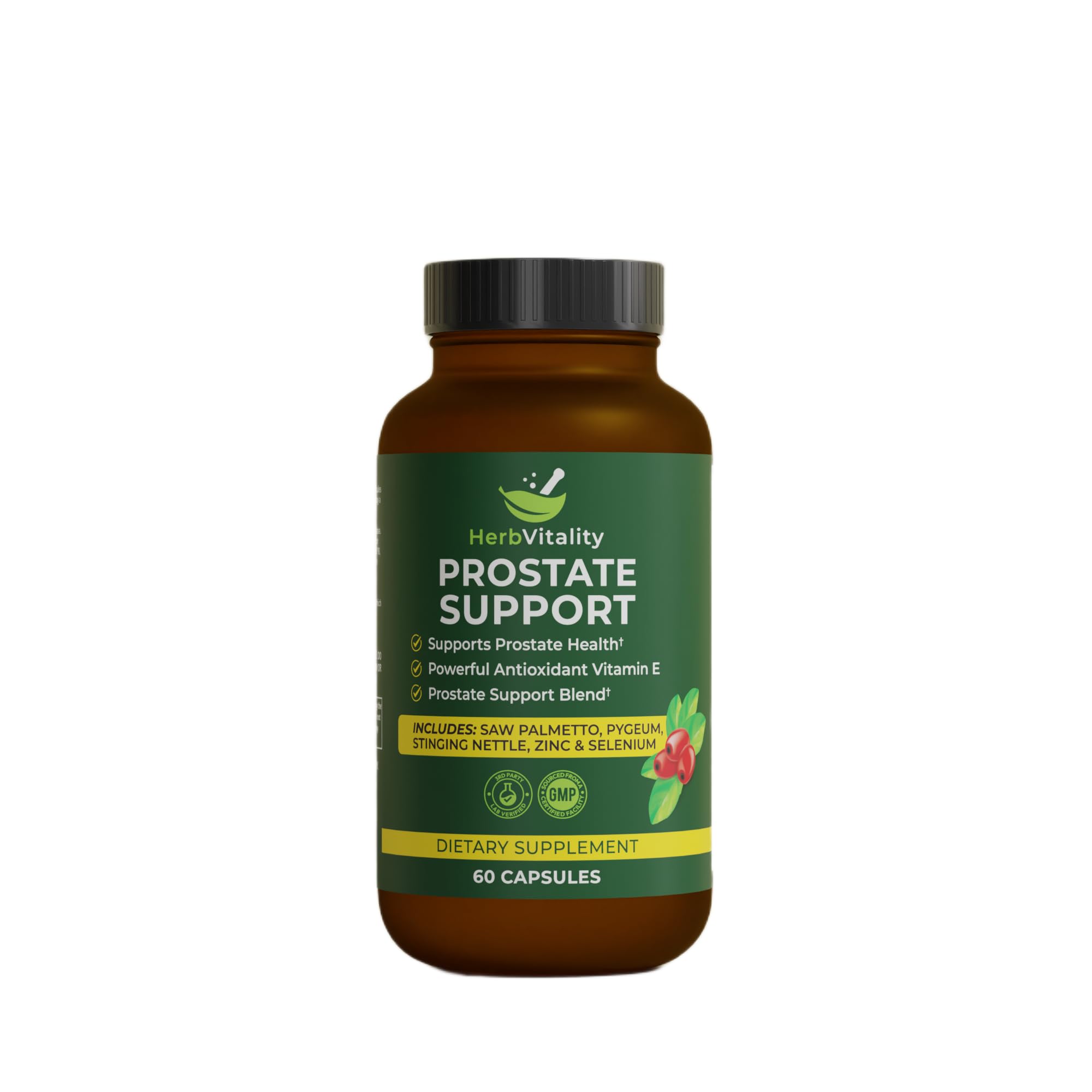 Herb Vitality Suplemento Fitoterápico para Homens com Saw Palmetto, Beta-Sitosterol, Pygeum, Urtiga, Zinco e Selênio, 60 cápsulas