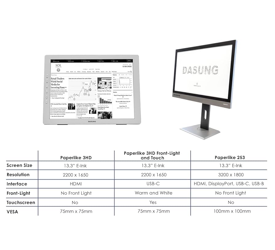 DASUNG E-Ink Paper Like 3 HD Front-Light Touch 13.3