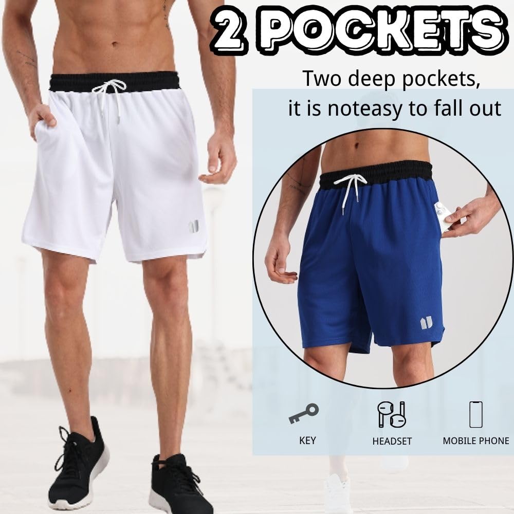 Herren Sport Shorts mit Taschen Quick Dry Gym Laufhose Jogginghose Basketball Fitness