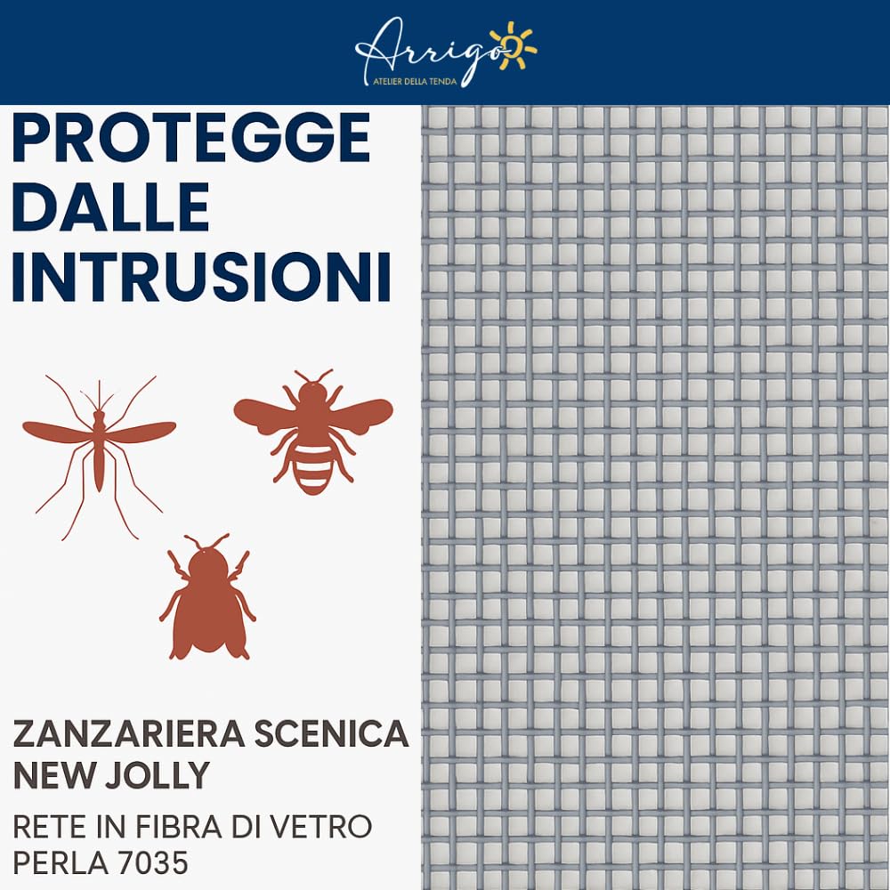 Zanzariera a Molla con Spazzolino antivento | Su misura | Scorrimento Verticale | Cassonetto 42 mm | Telaio in Alluminio Verniciato | Rete in Fibra di Vetro | Made in Italy