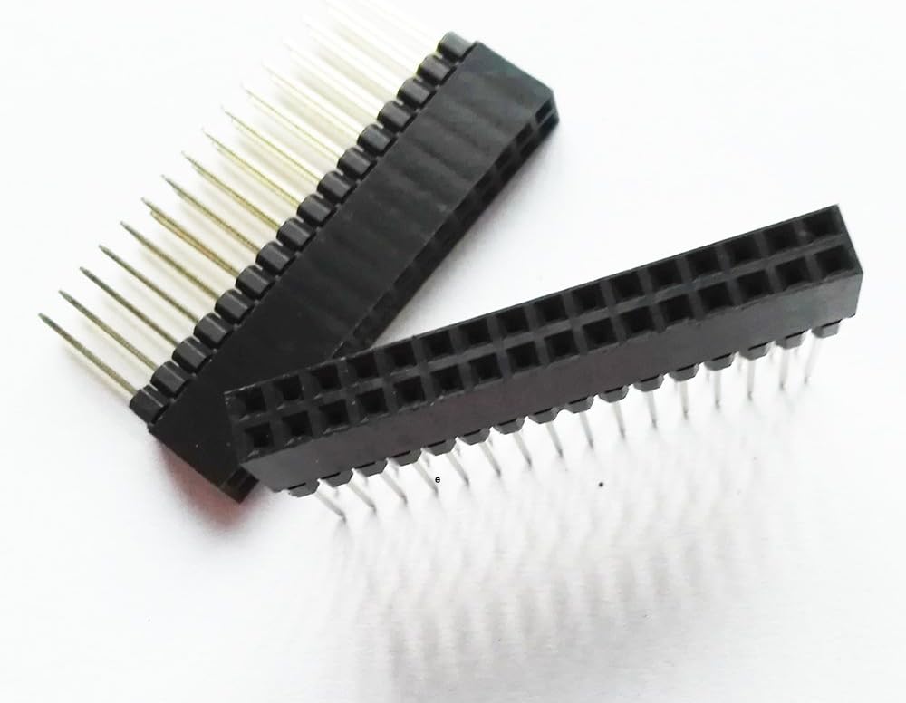 E-Simpo 20pcs PC104 2.54mm Female Header Industrial Header Dual Row Straight Gold-Plated Plastic Height 11mm Long Pin 12mm (2X40P
