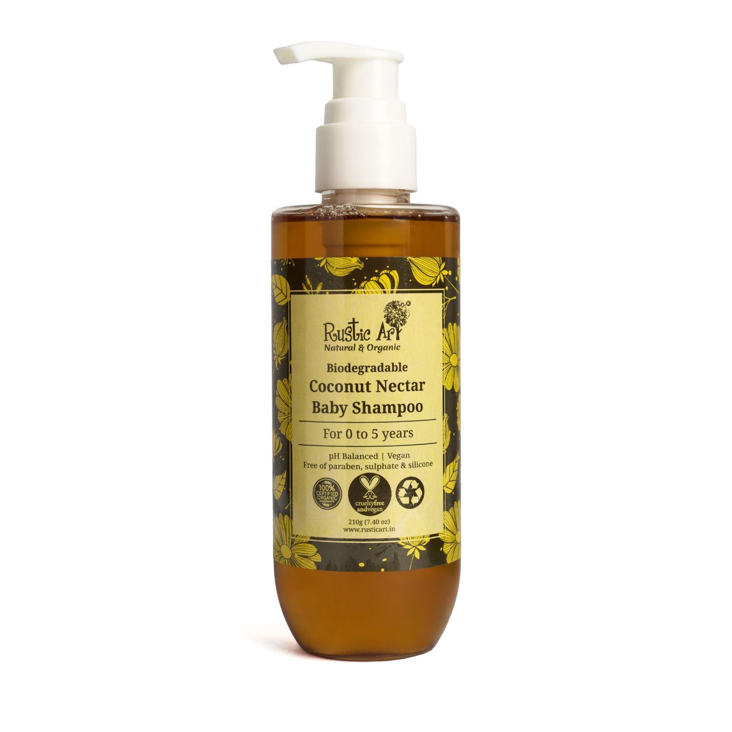Coconut Nectar Baby Natural Shampoo | Gentle Daily Cleansing with Aloe Vera & Lavender | Ultra-Mild Formula | 0-6 Years | 210g
