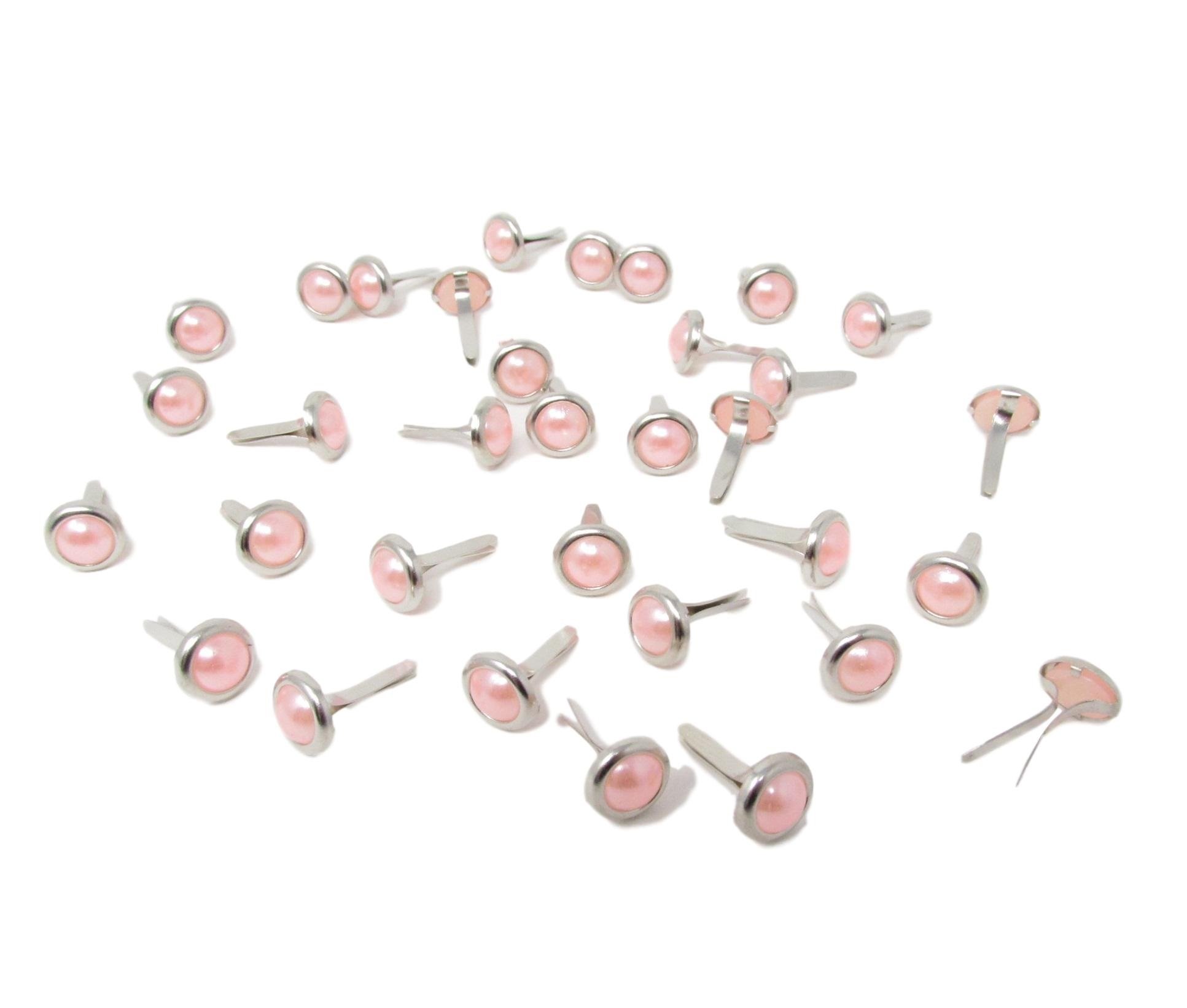Syntego Pink Round Pearl Brads – 50-Piece Set – Elegant Scrapbooking & Cardmaking Embellishments for Weddings, Invitations, Journals, and DIY Crafts