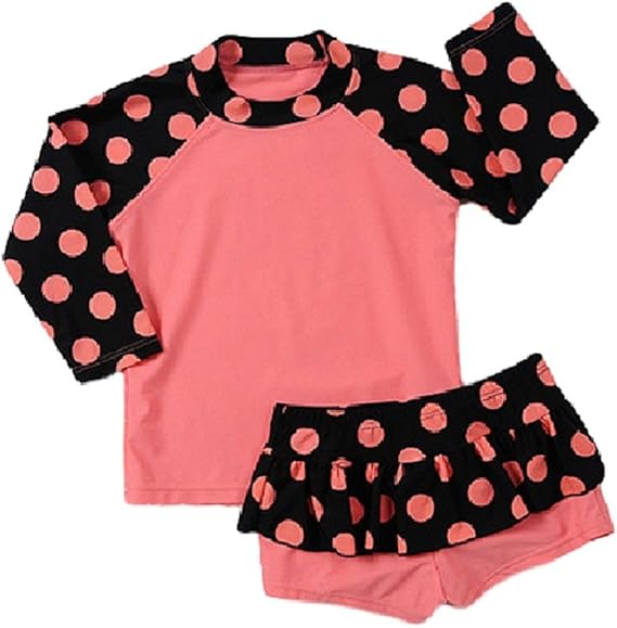 Amazon Goldgarden 女の子 水着 ラッシュガード セパレート 上下 2点 セット ワンピース キッズ 子供 Xl 130 140 ピンク 水着 通販