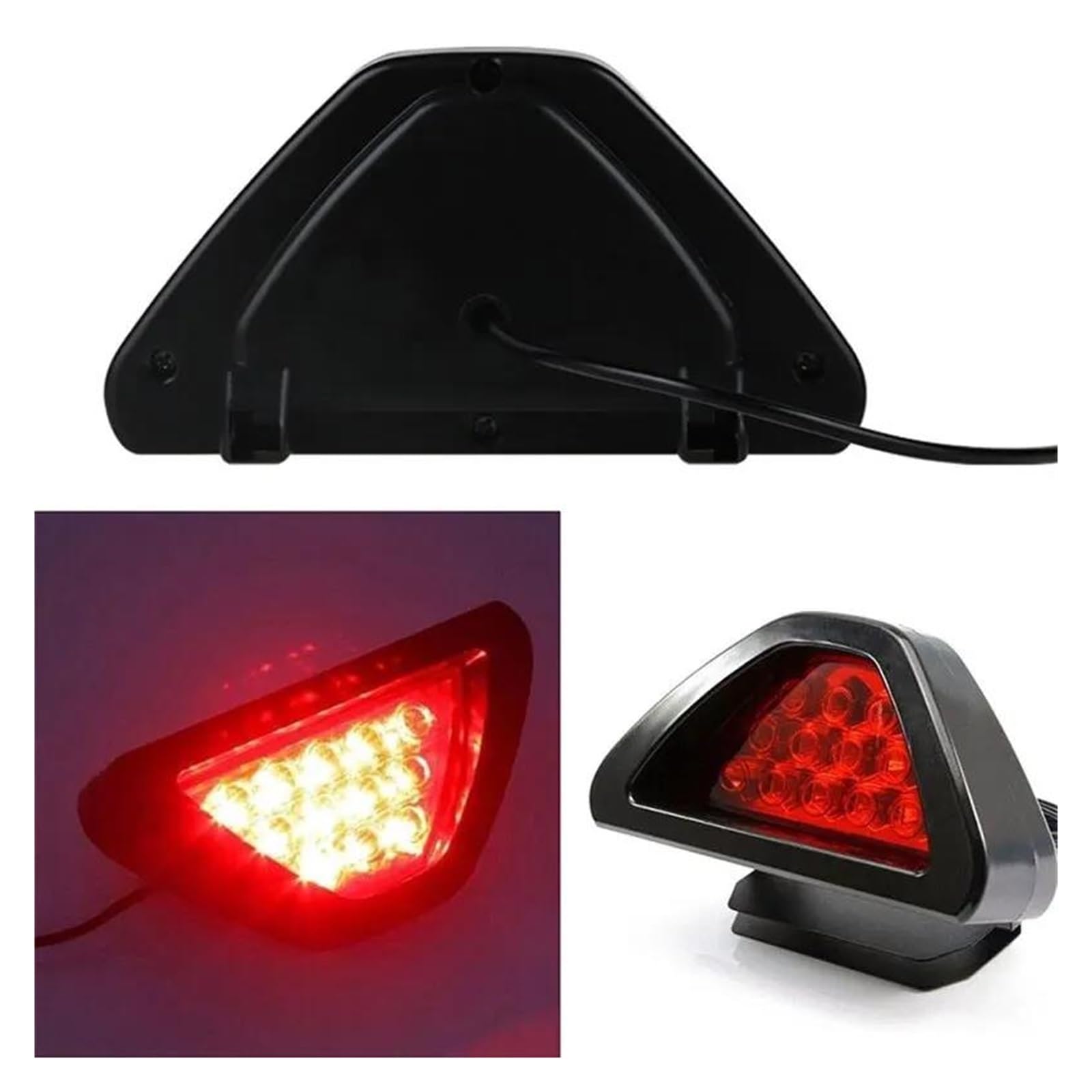 12V 15LED Fanale Posteriore per Moto Luce di stop a triangolo, luce di coda posteriore, luce di targa a LED, accessorio per moto