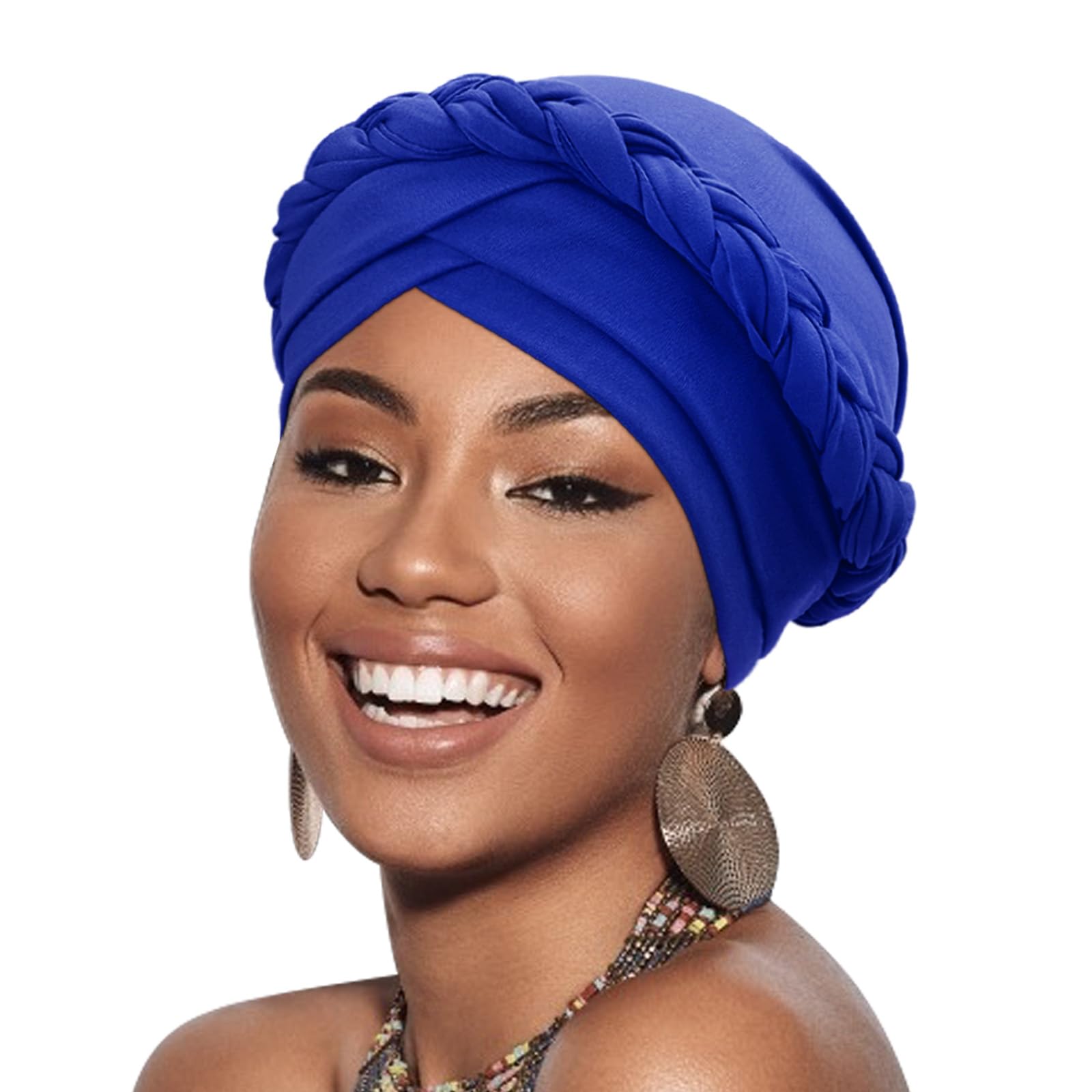 DRESHOW Turban Pre-Tied Twisted Hat Thread African Head Wraps for Black Women Chemo Cancer Cap Braid Hair Cover