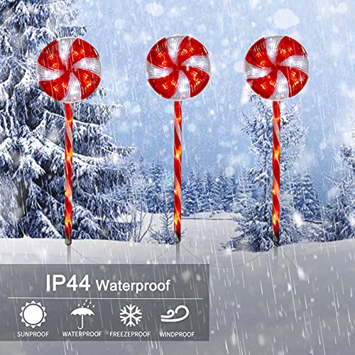 Lollipop Christmas Pathway Lights Outdoor - 29 Inches 60 Led Lighted Candy Cane Decorations With 8 Lighting Modes Waterproof String Lights Plugin For Holiday Lawn Yard Patio Walkway Markers, 3 Pack #TOP2