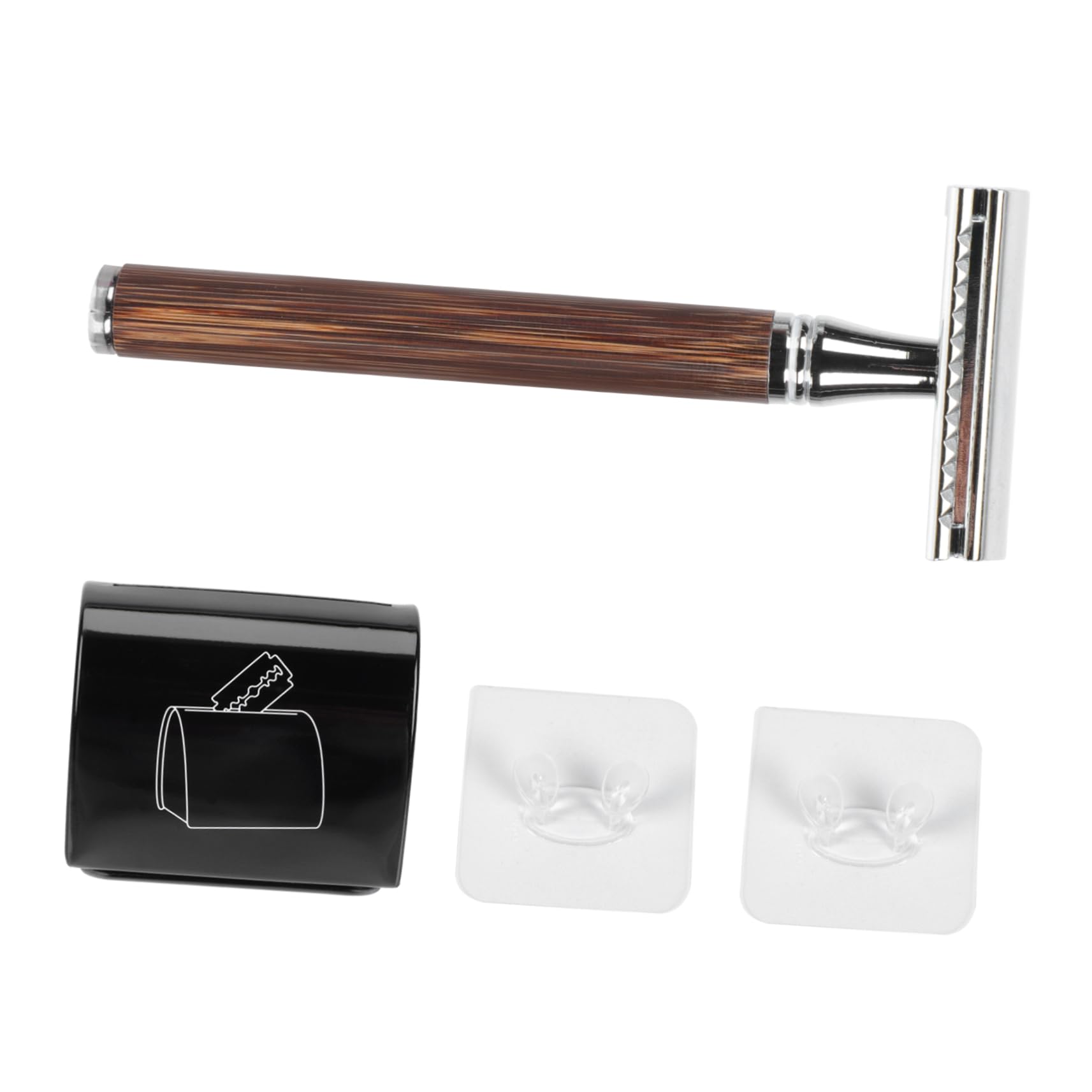 SOESFOUFU Manual Beard Shaving Tool Set Bamboo Handle Double-sided Razor Gentle on Present for Men